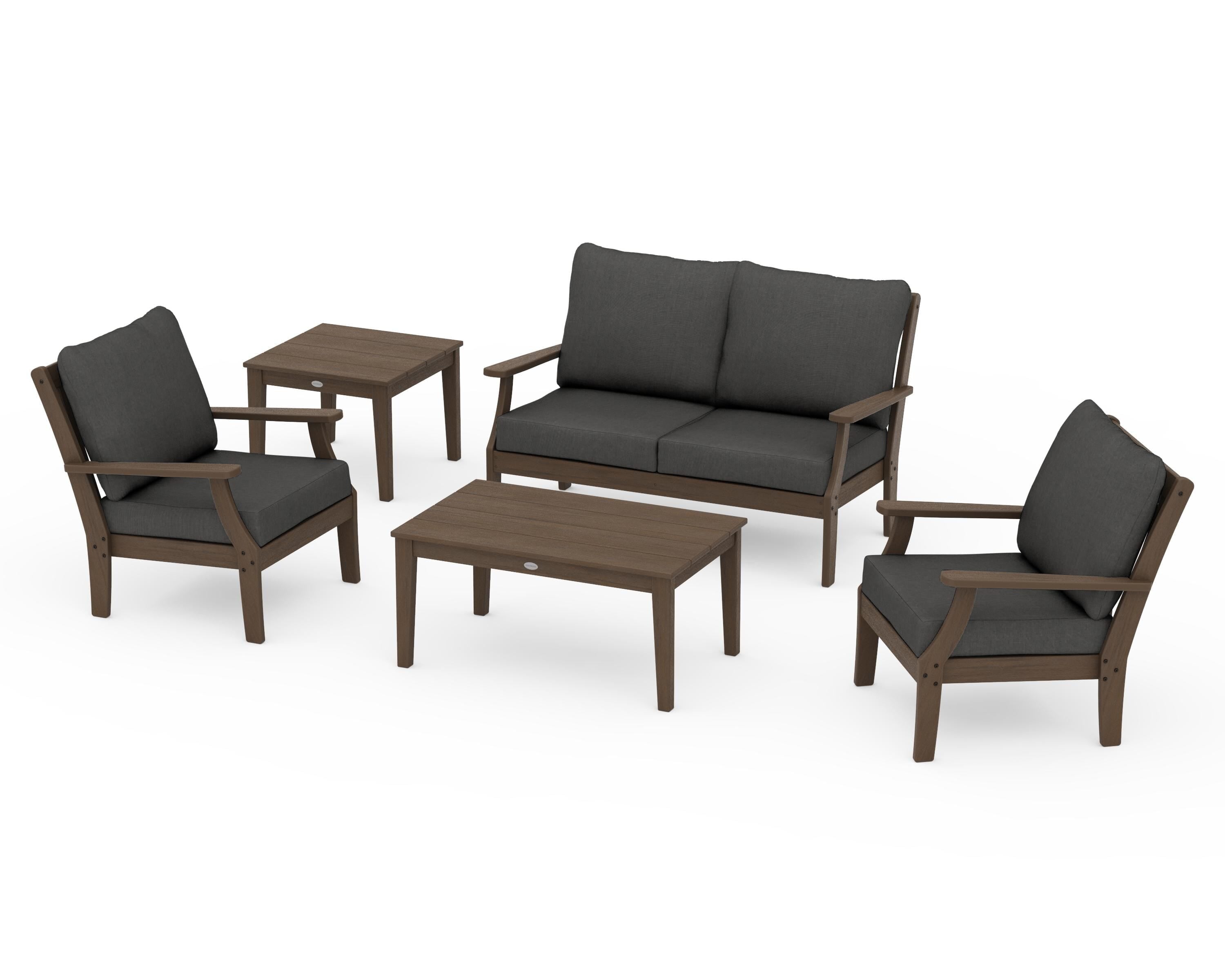 POLYWOOD Braxton 5-Piece Deep Seating Set in Kona / Spectrum Carbon