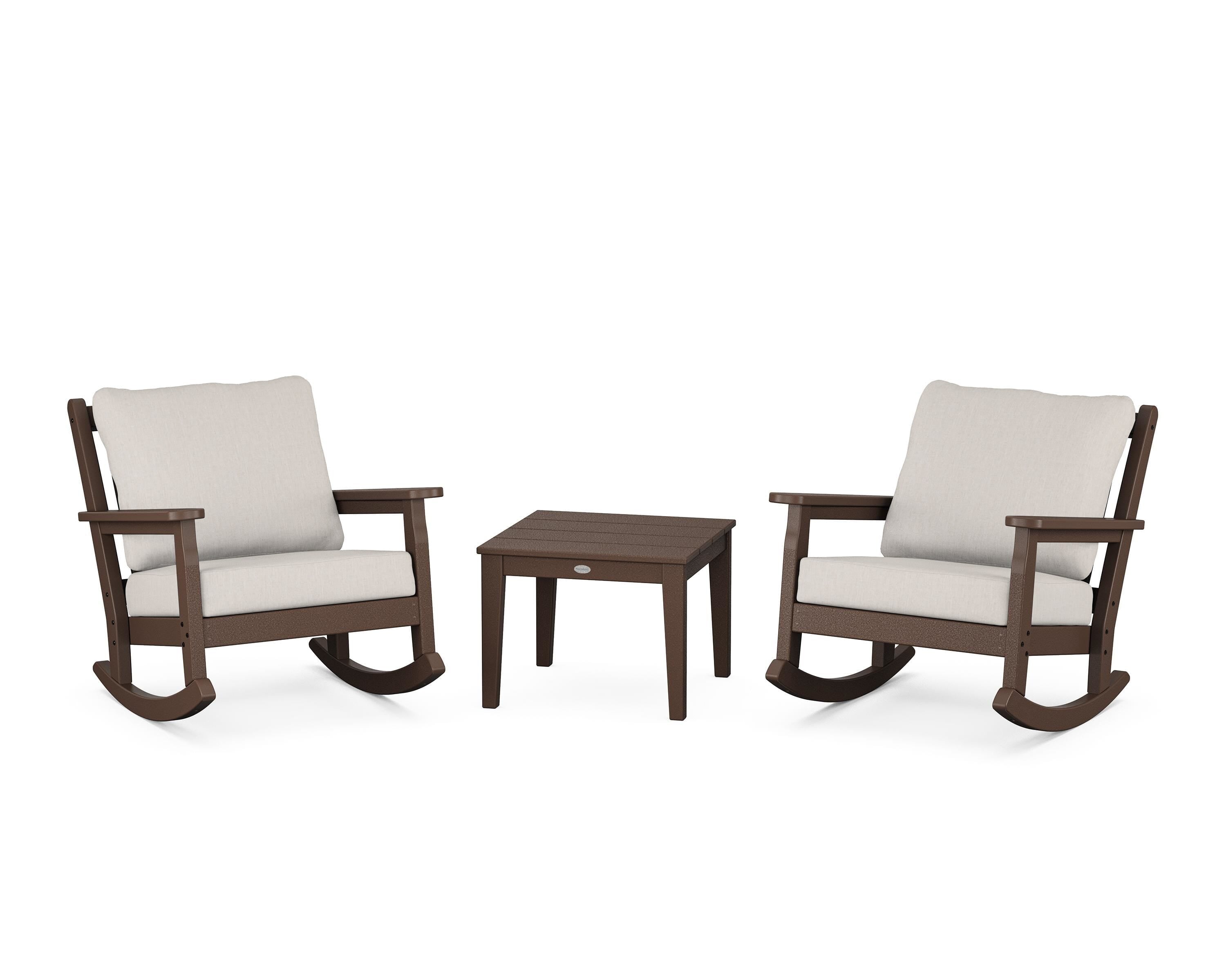 POLYWOOD Chippendale 3-Piece Deep Seating Rocker Set in Mahogany / Cast Ash