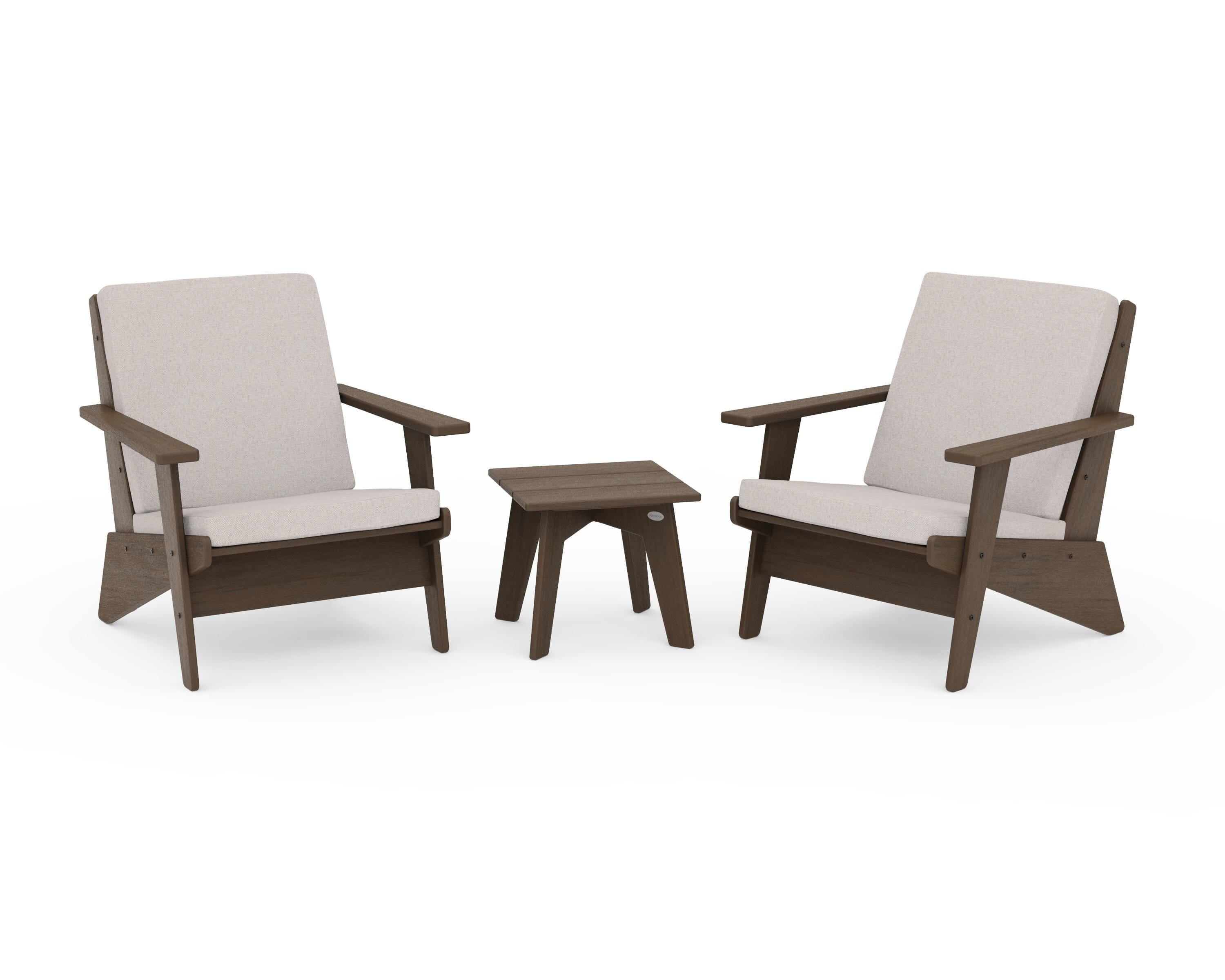 POLYWOOD Riviera Modern Lounge 3-Piece Set in Kona / Dune Burlap