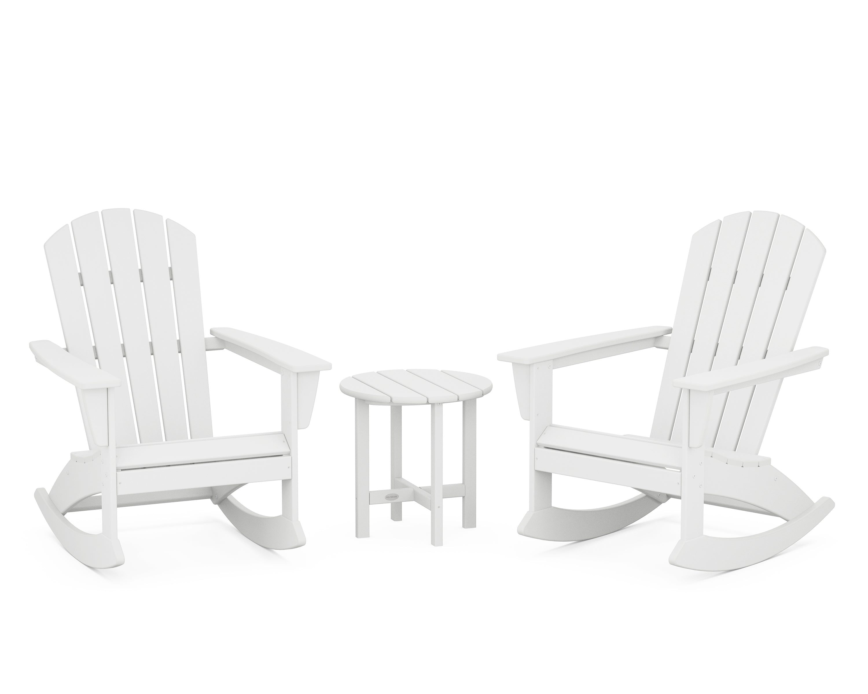 POLYWOOD® Nautical 3-Piece Adirondack Rocking Chair Set in White