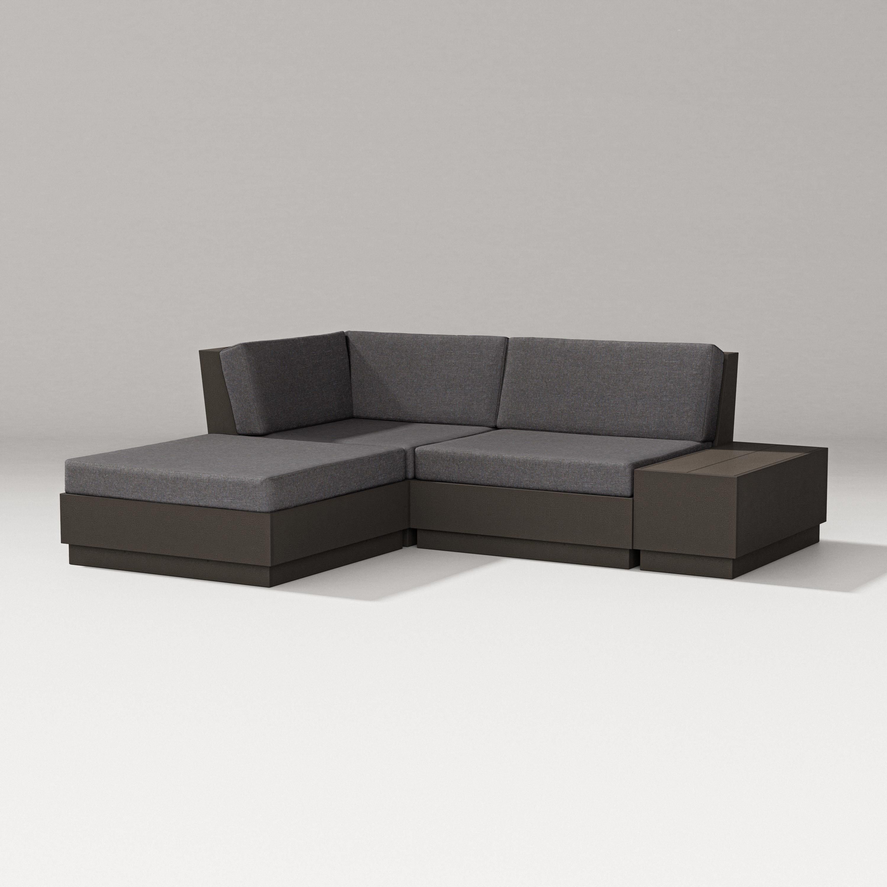 PW Designer Series Elevate Loveseat Sectional with Chaise in Vintage Coffee / Ash Charcoal