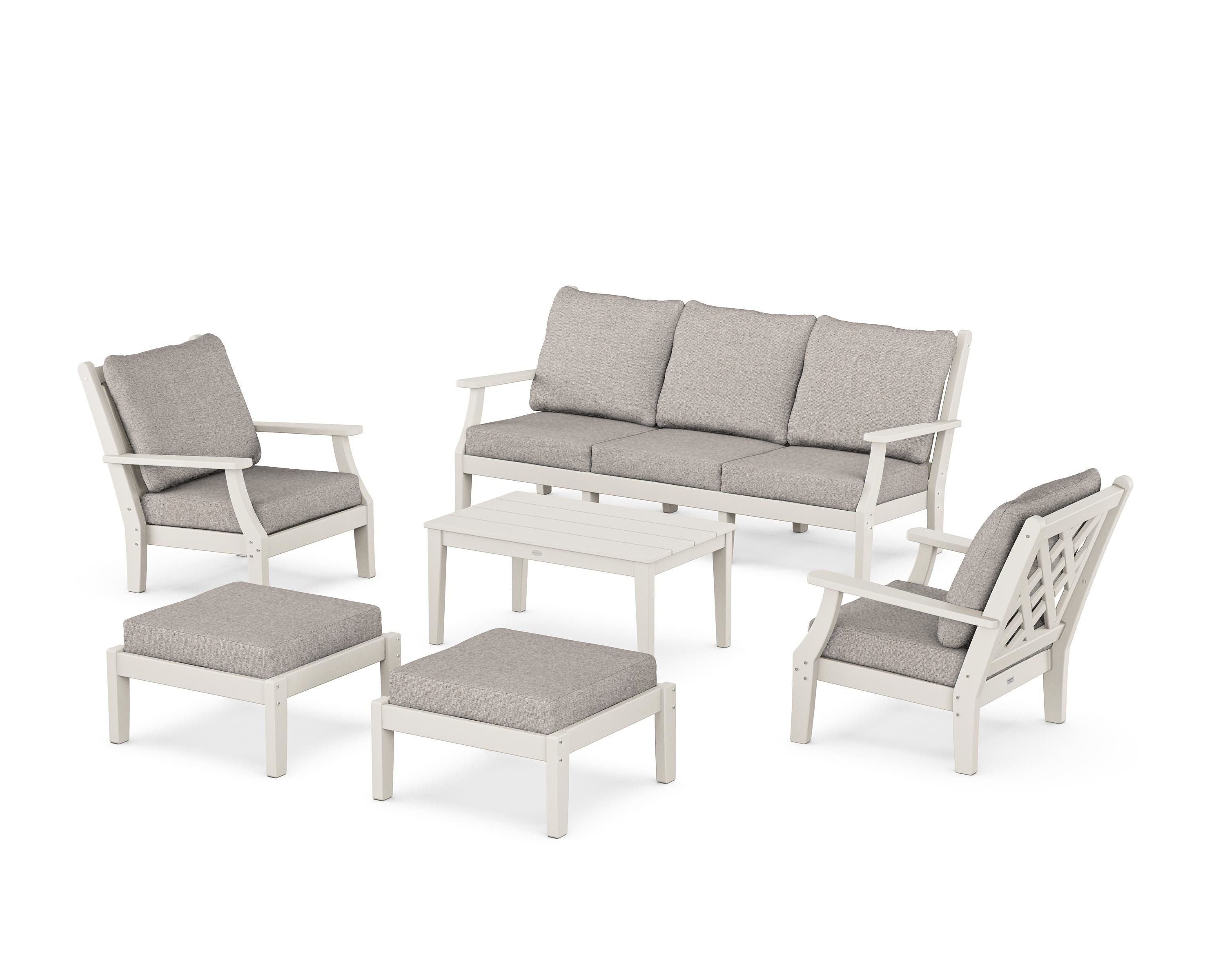 Country Living Wovendale 6-Piece Lounge Sofa Set in Sand / Weathered Tweed