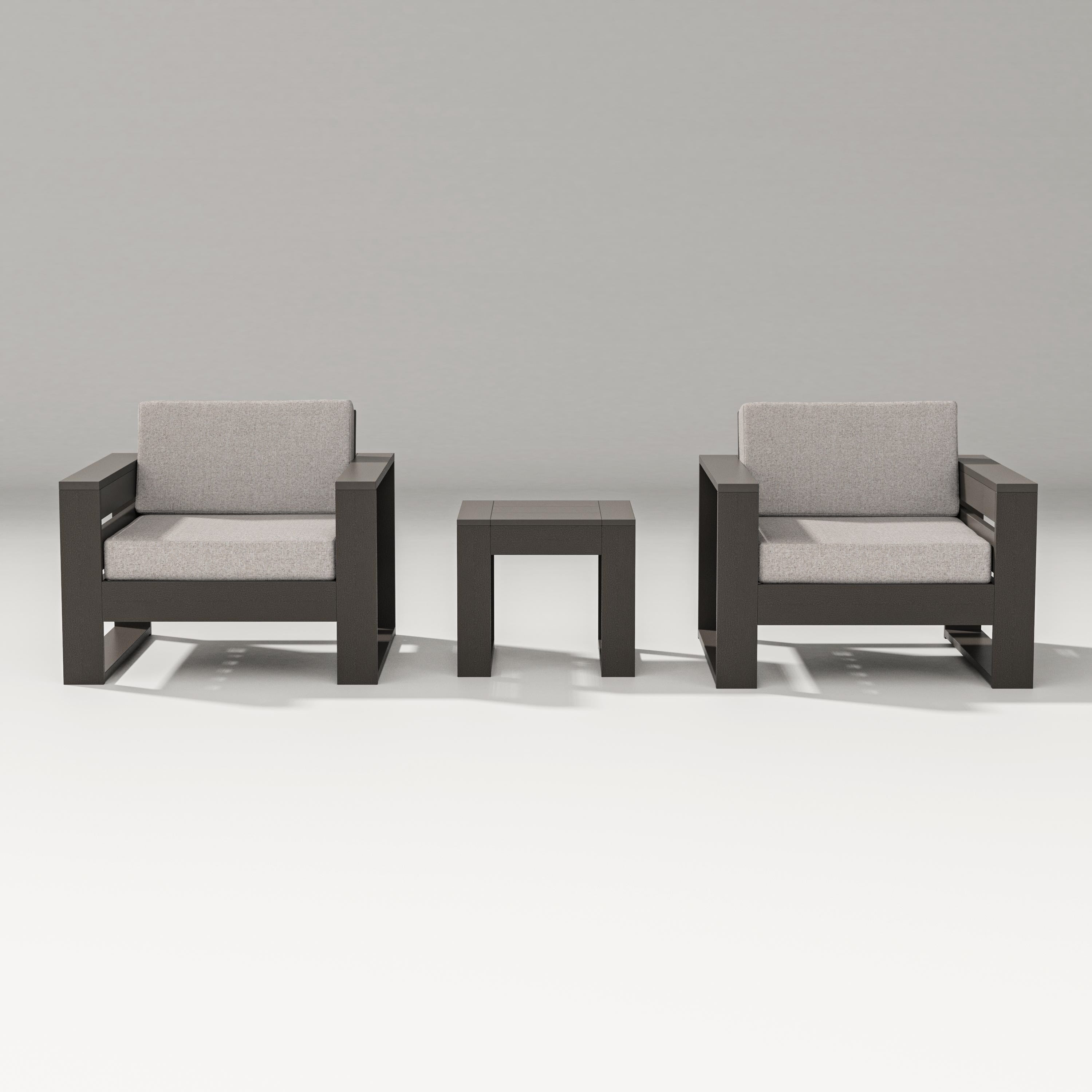 PW Designer Series Latitude 3-Piece Lounge Chair Set in Vintage Coffee / Weathered Tweed
