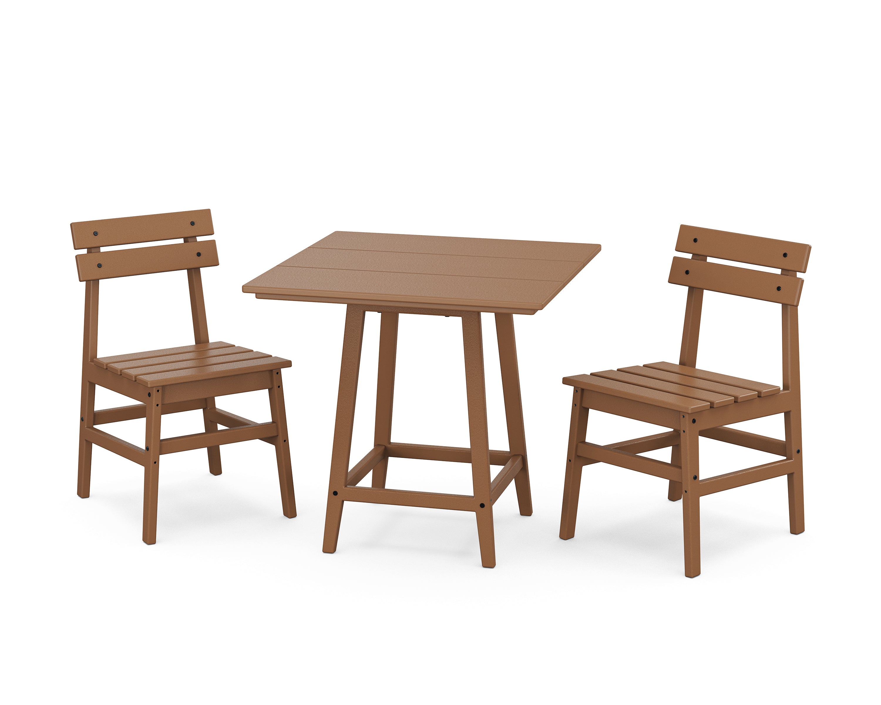 POLYWOOD® Modern Studio Plaza Chair 3-Piece Bistro Dining Set in Teak