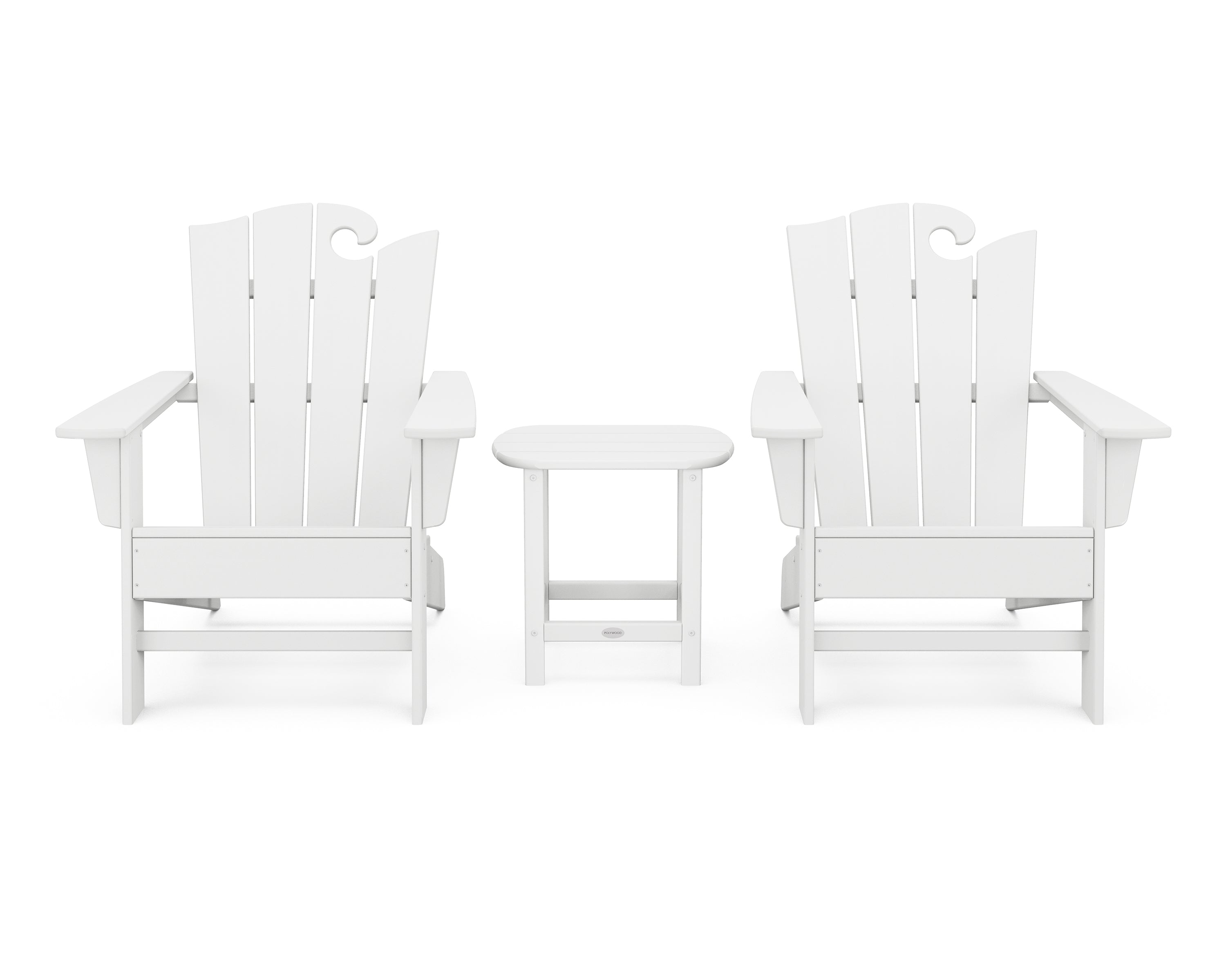 POLYWOOD® Wave 3-Piece Adirondack Set with The Ocean Chair in White