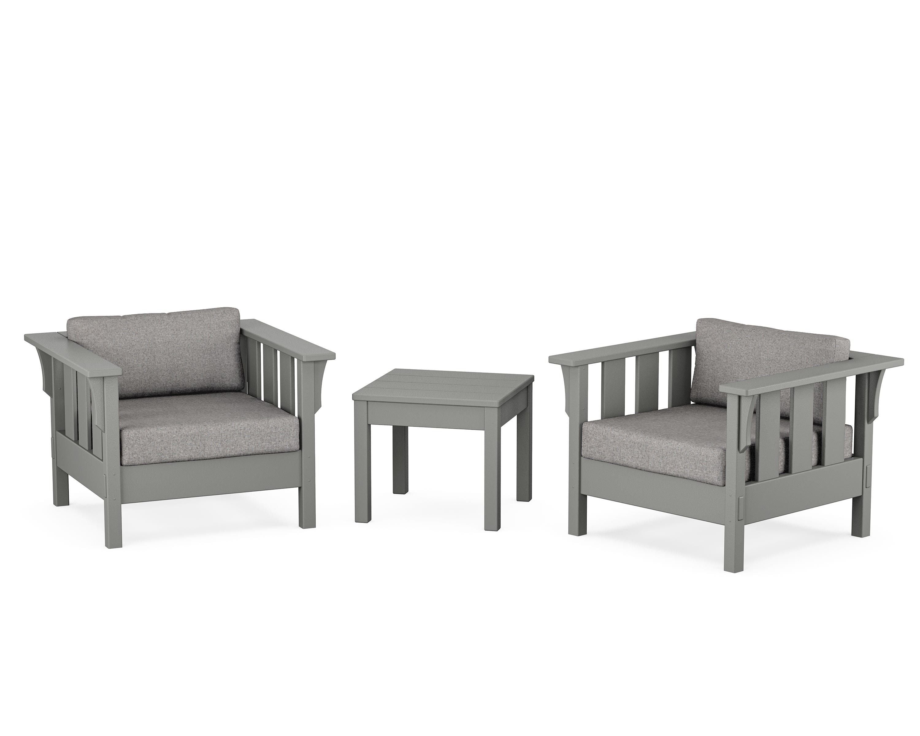 Martha Stewart by POLYWOOD Acadia 3-Piece Deep Seating Set in Slate Grey / Grey Mist