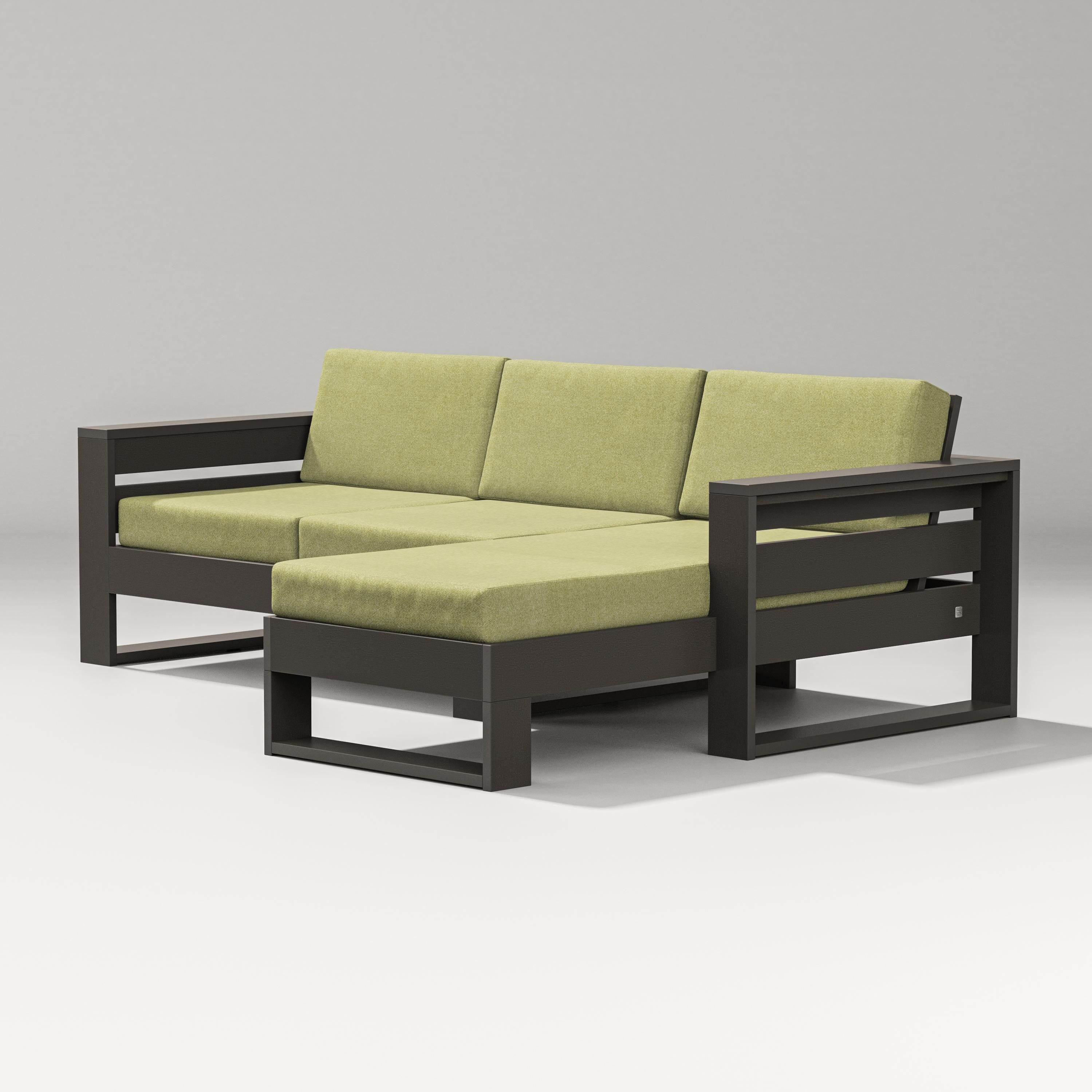 PW Designer Series Latitude Right Chaise Sectional in Vintage Coffee / Chartreuse Boucle