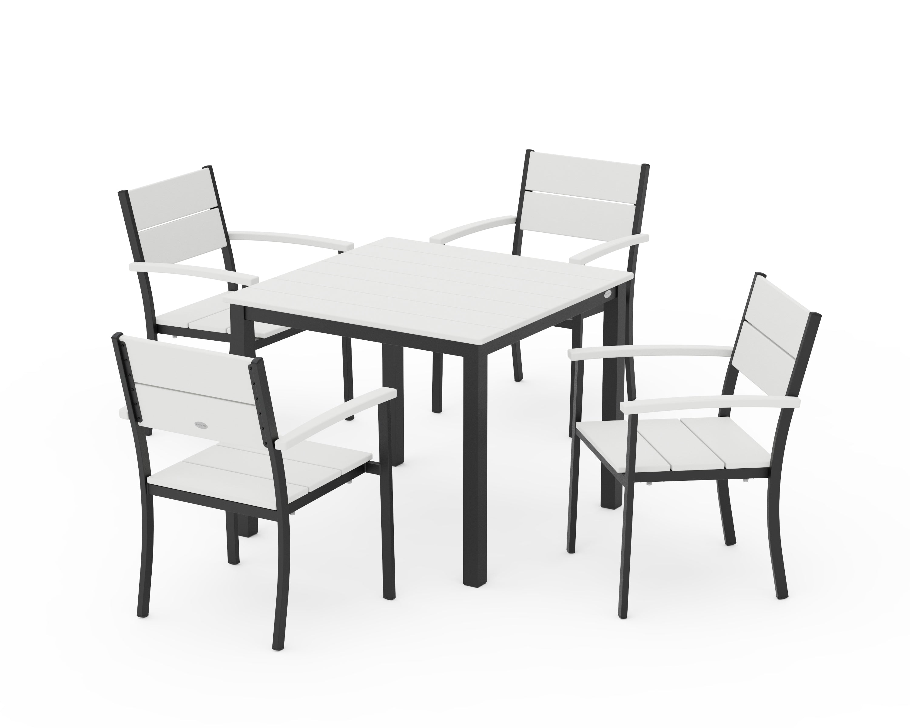 POLYWOOD Main Street 5-Piece Dining Set in Black / Vintage White