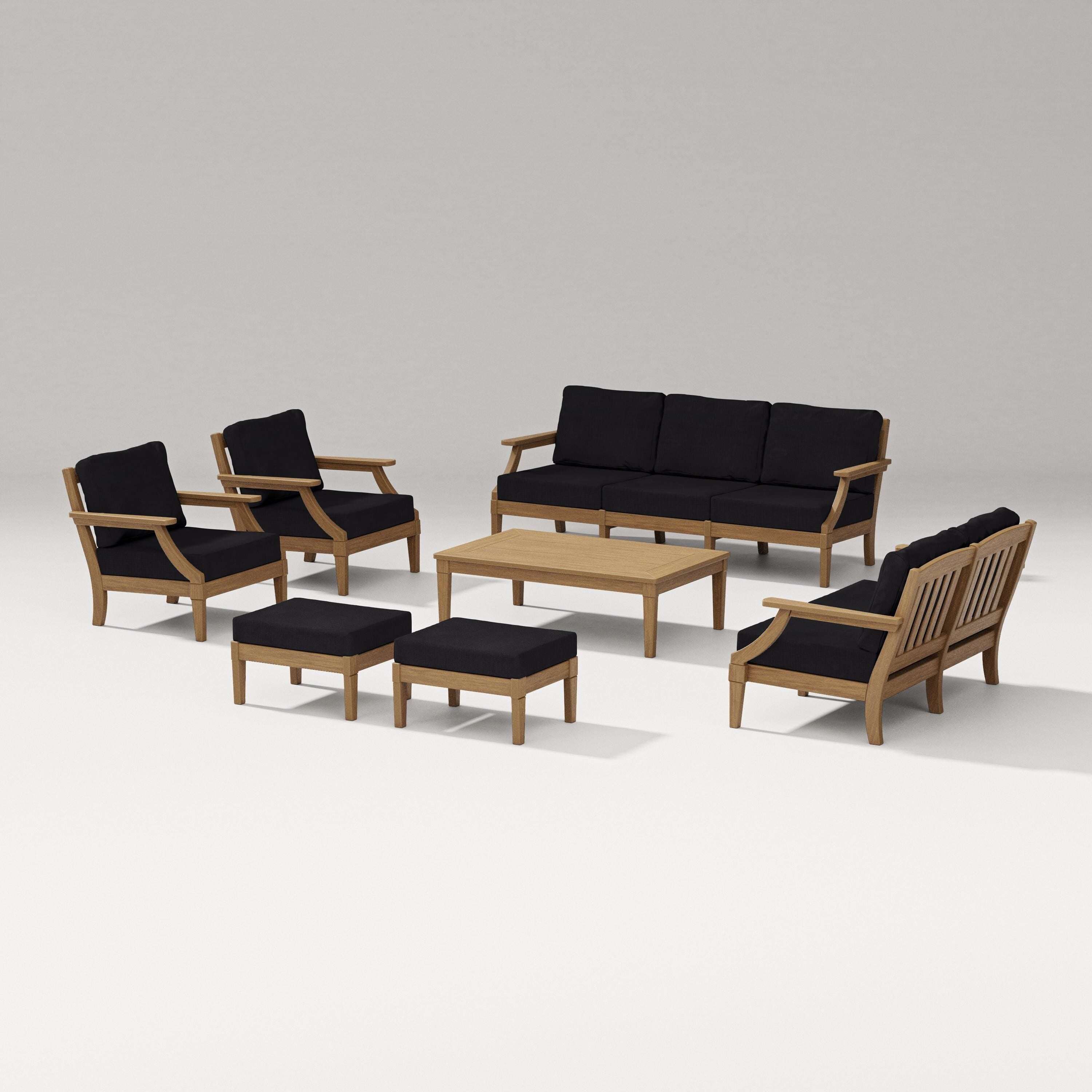 PW Designer Series Estate 7-Piece Lounge Sofa Set in Natural / Midnight Linen