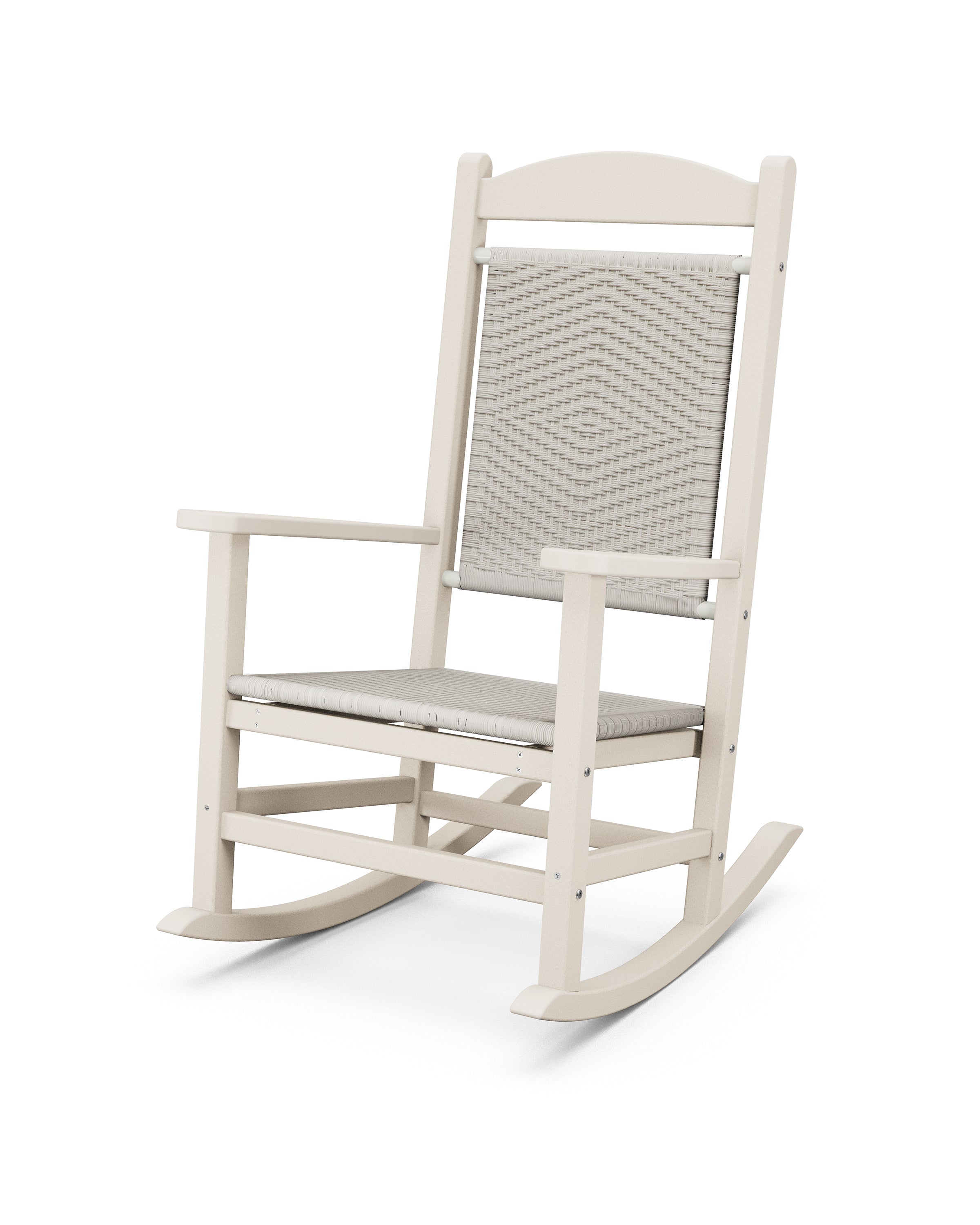 POLYWOOD® Presidential Woven Rocking Chair in Sand / White Loom