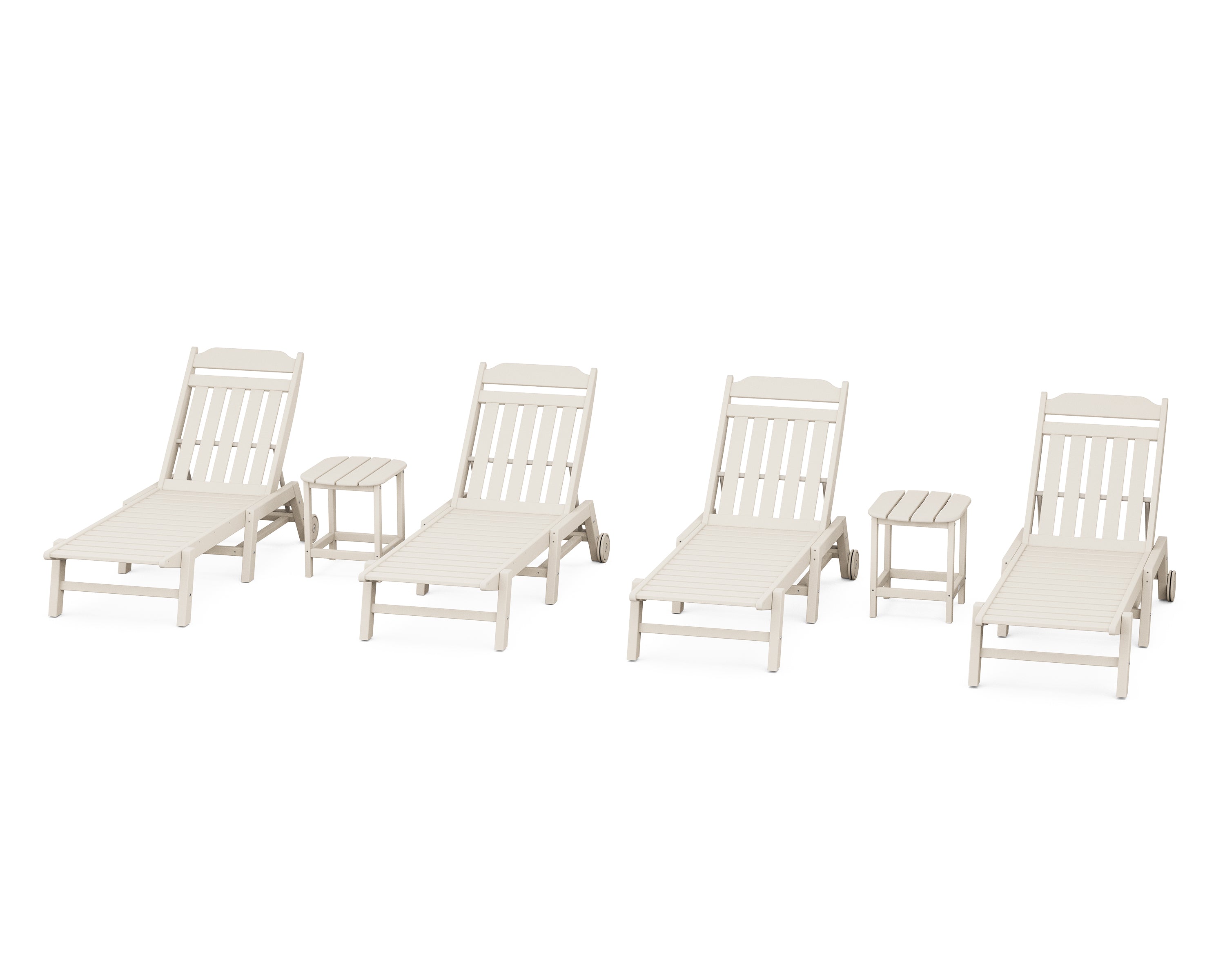 POLYWOOD Country Living 6-Piece Chaise Set with Wheels in Sand