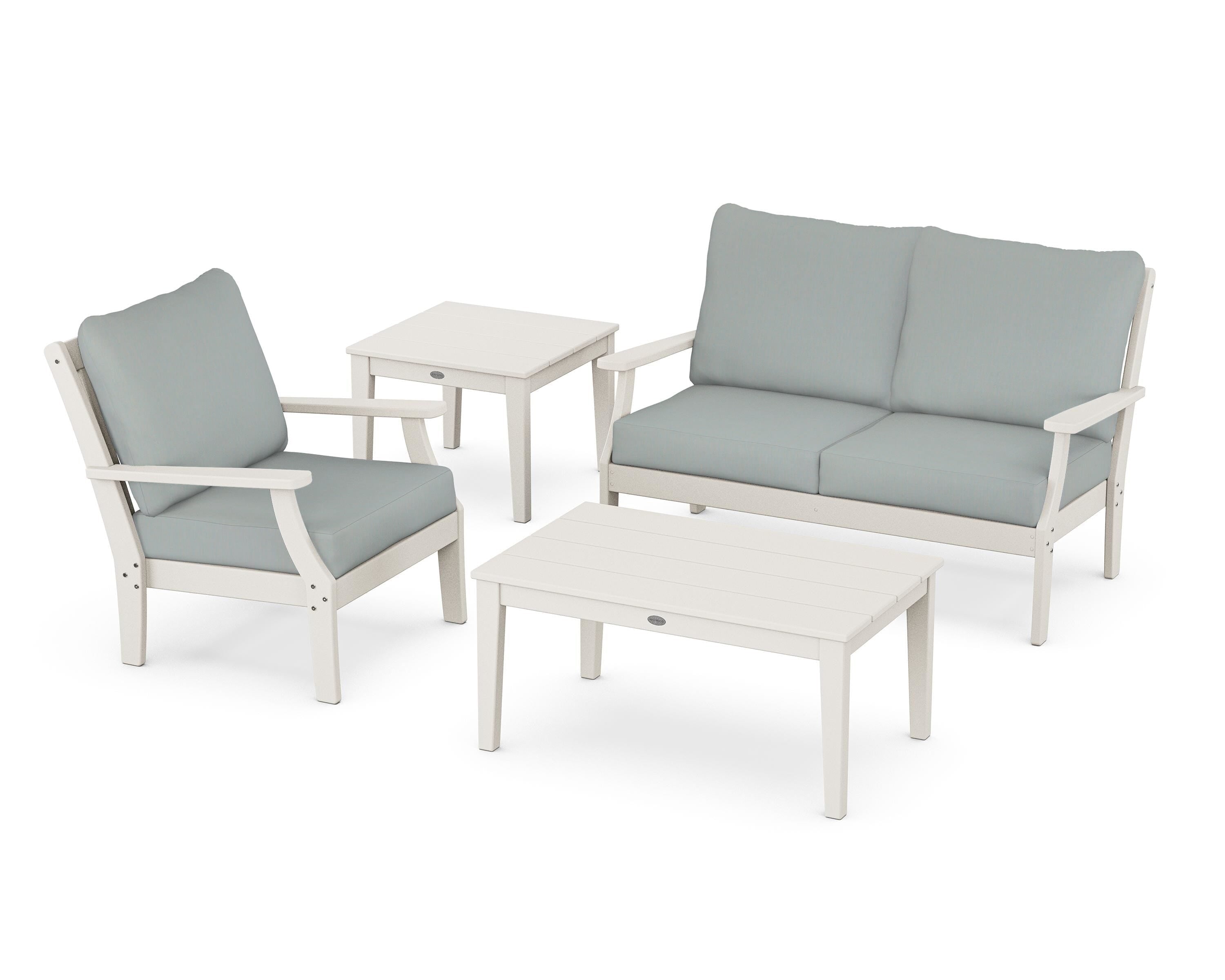 POLYWOOD Braxton 4-Piece Deep Seating Set in Sand / Spa