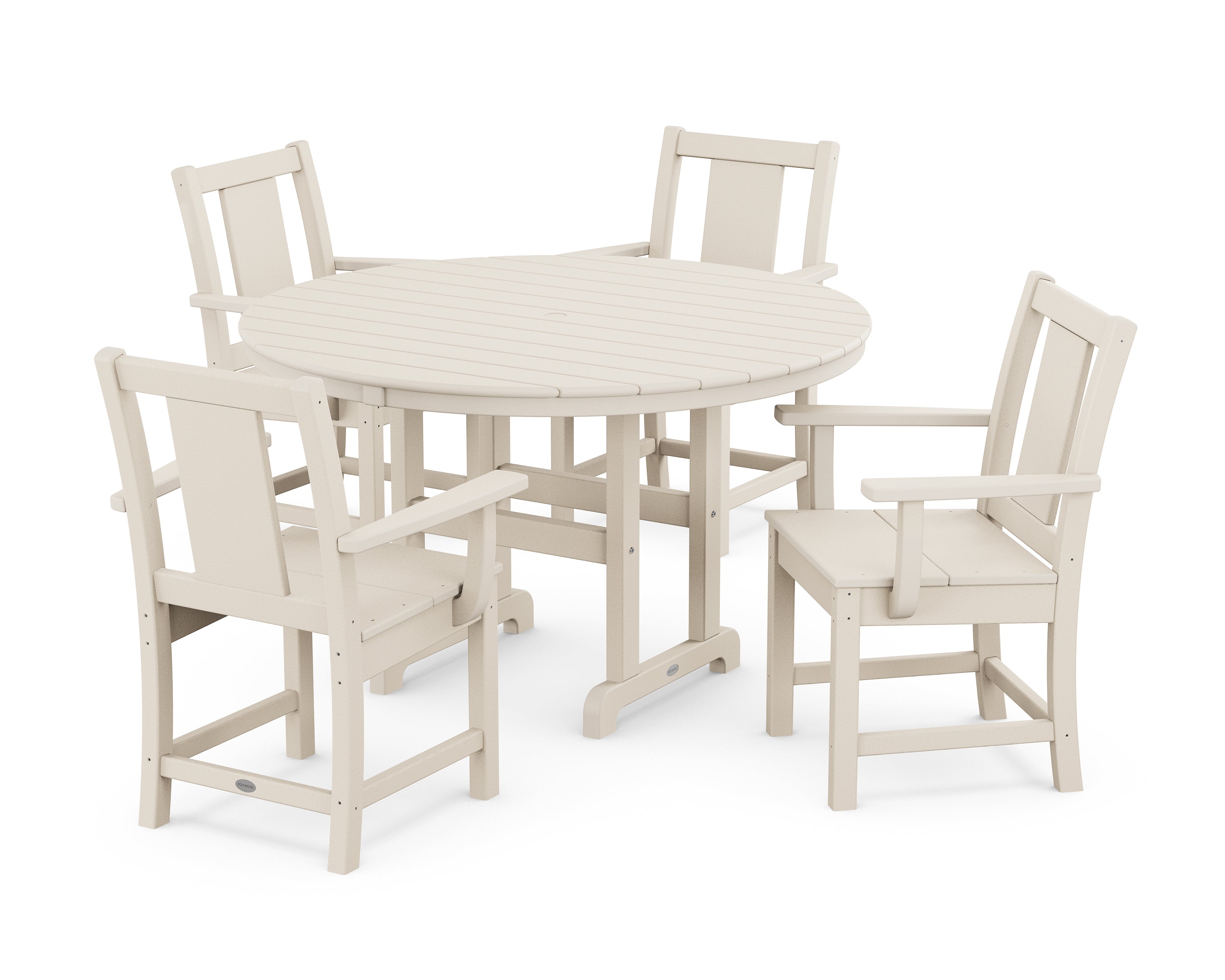 POLYWOOD® Prairie 5-Piece Round Farmhouse Dining Set in Sand