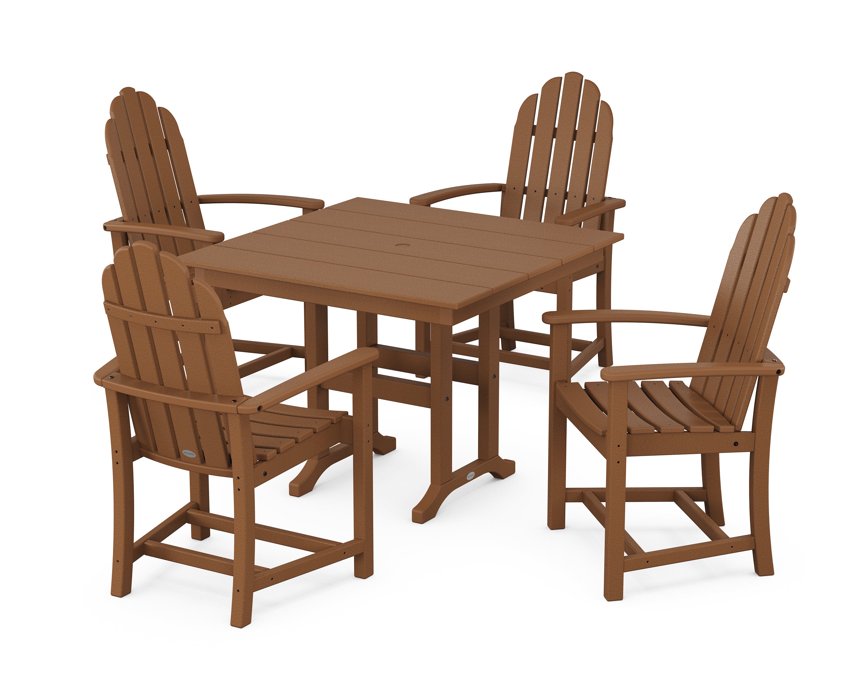 POLYWOOD® Classic Adirondack 5-Piece Farmhouse Dining Set in Teak