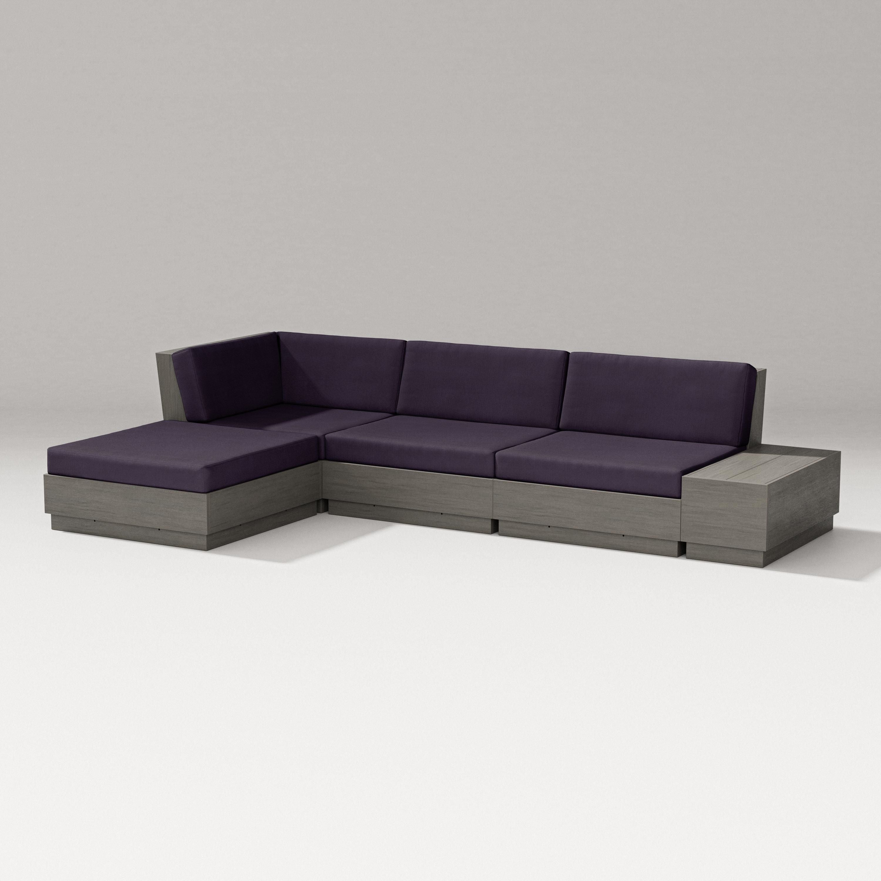 PW Designer Series Elevate Chaise Sectional in Driftwood / Navy Linen