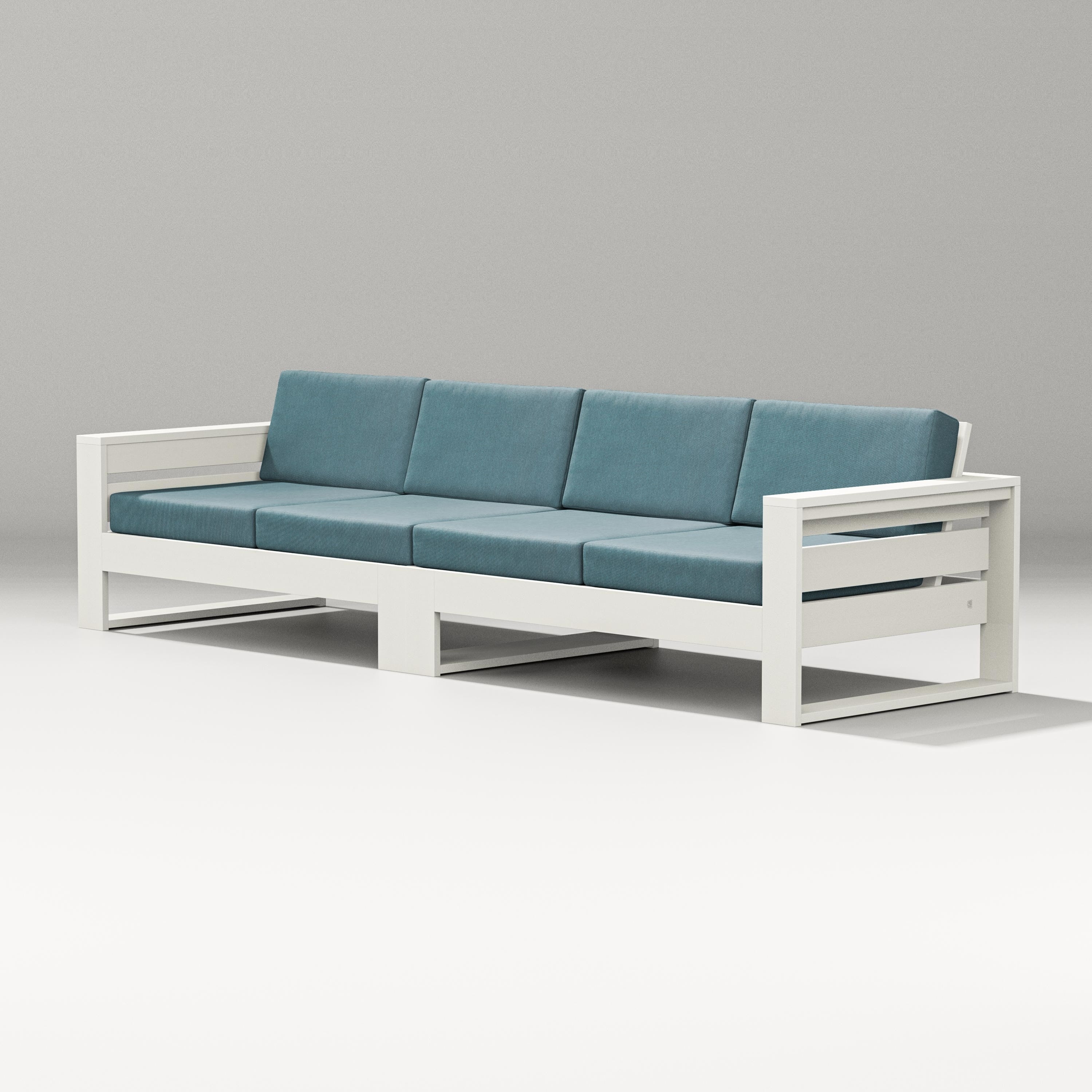 PW Designer Series Latitude Straight Sectional in Vintage White / Ocean Teal