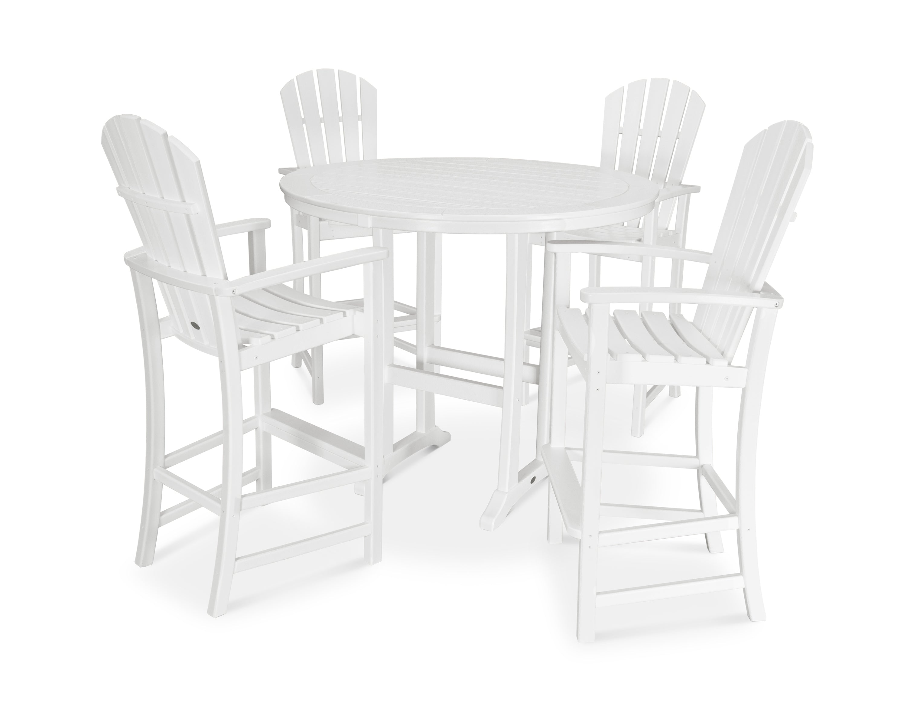 POLYWOOD® Palm Coast 5-Piece Round Bar Set in White