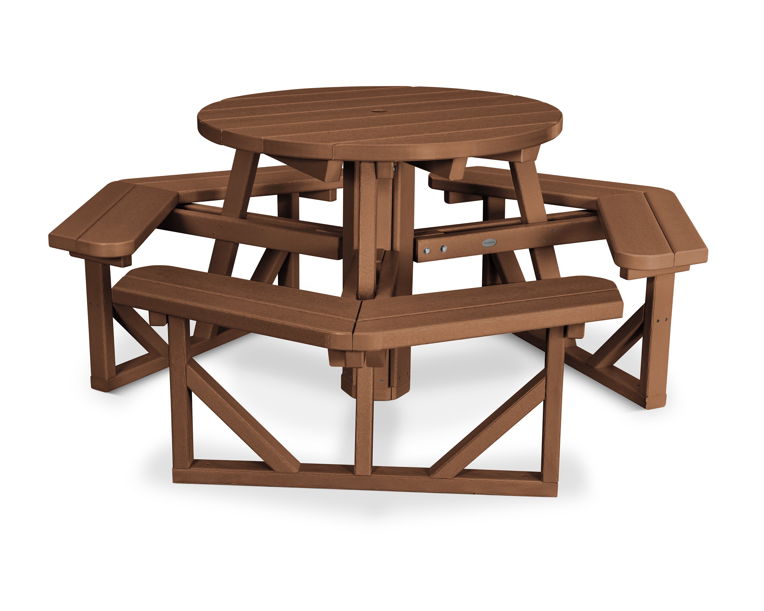 POLYWOOD Park 36" Round Picnic Table in Teak