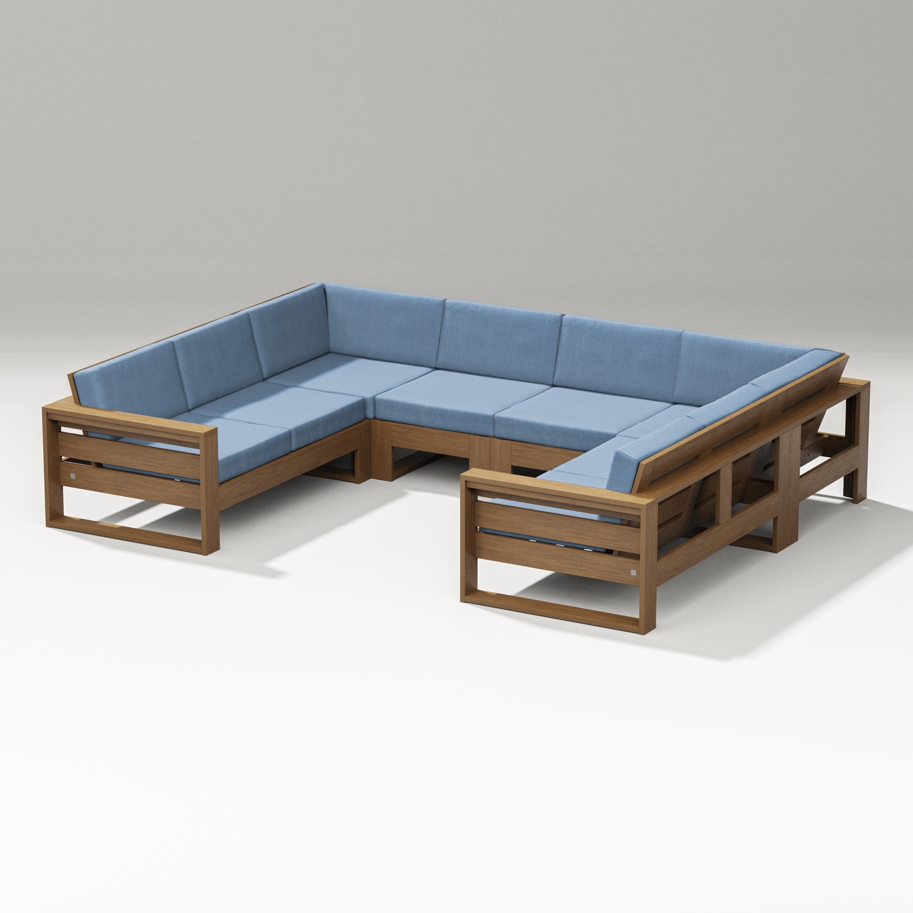 PW Designer Series Latitude U-Shaped Sectional in Natural / Sky Blue