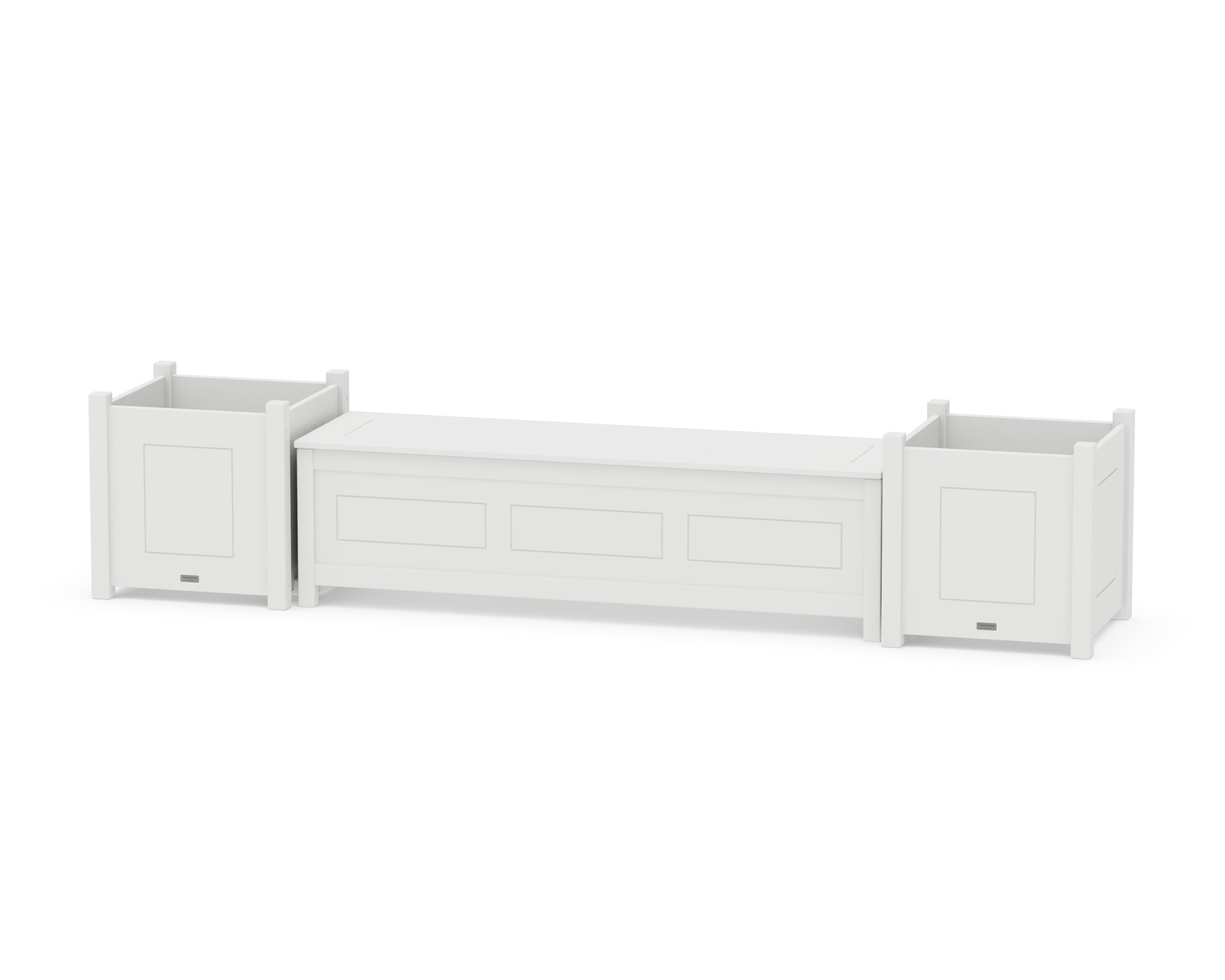 Country Living 60" Country Living Straight Planter Storage Bench Set- Large in White