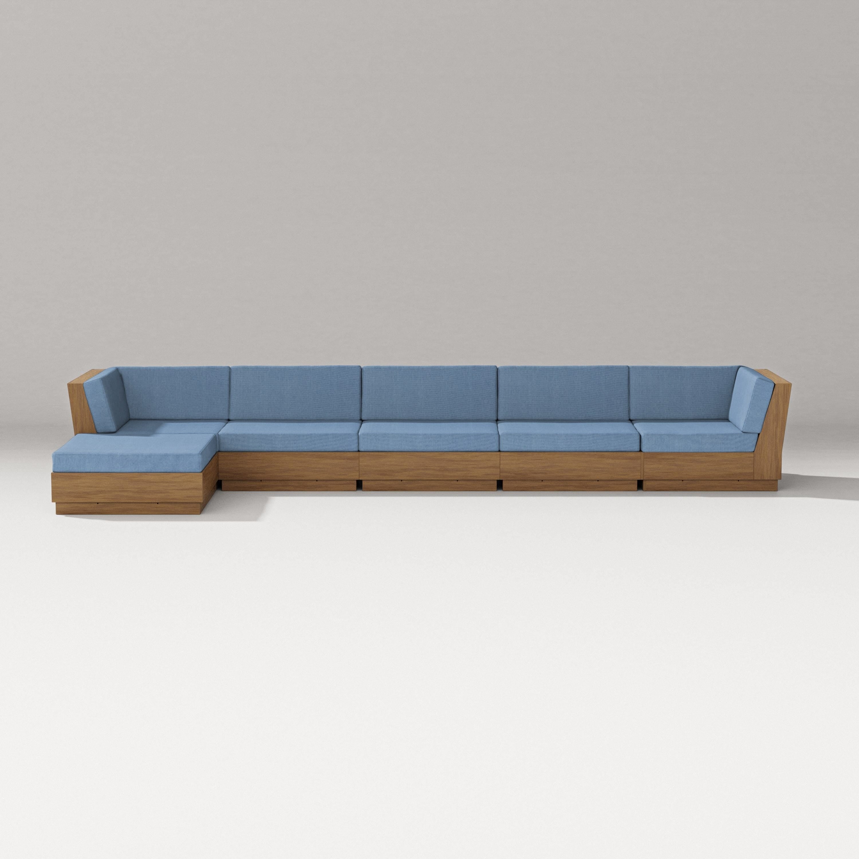 PW Designer Series Elevate 6-Piece Chaise Sectional in Natural / Sky Blue
