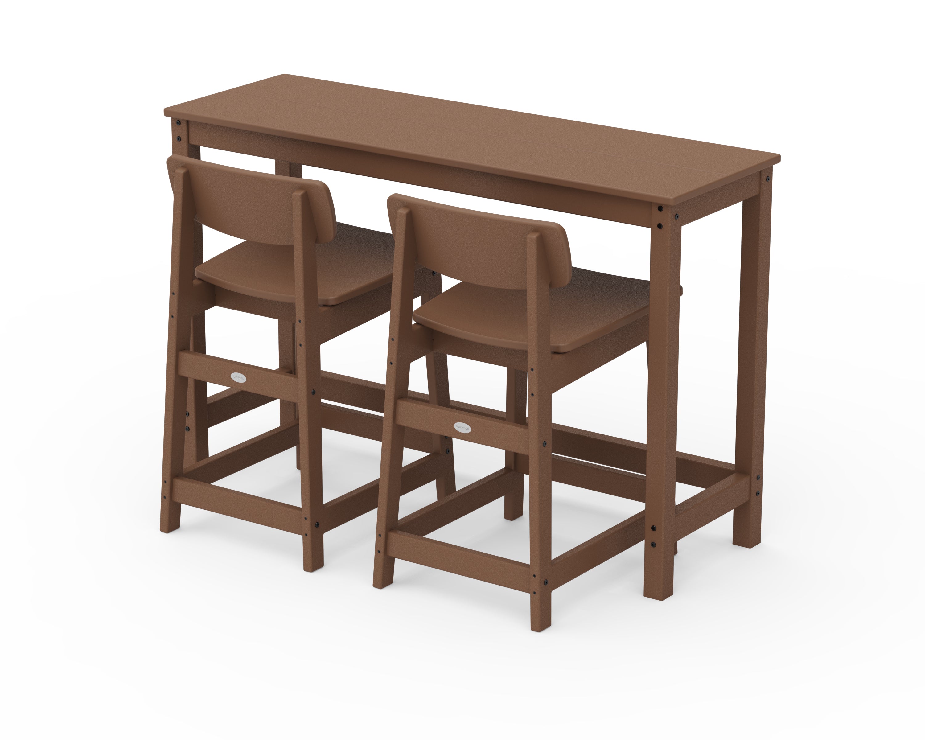 POLYWOOD Modern Studio Urban Lowback Counter Chair 3-Piece Balcony Set in Teak