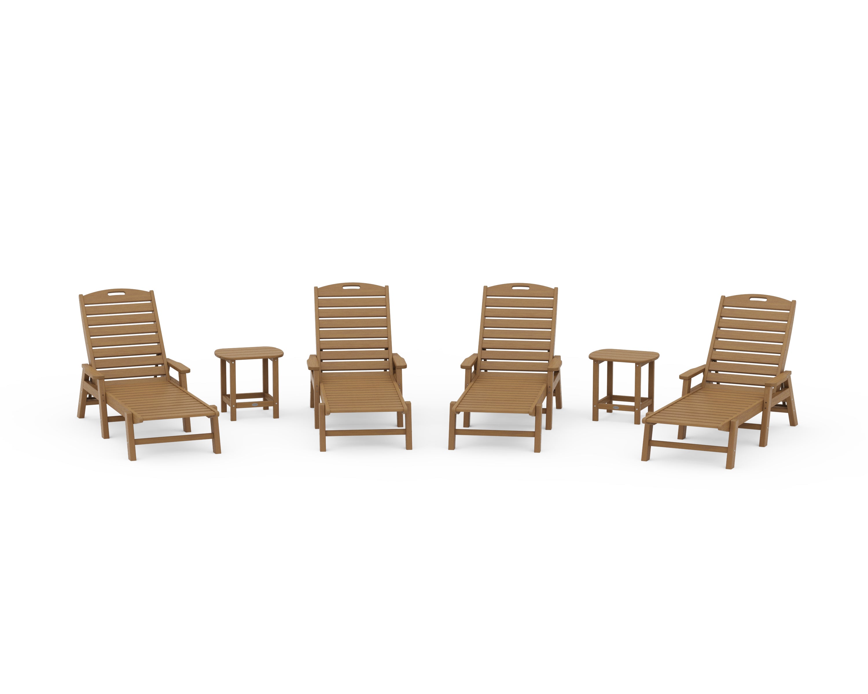 POLYWOOD Nautical Chaise 6-Piece Set with Arms in Natural