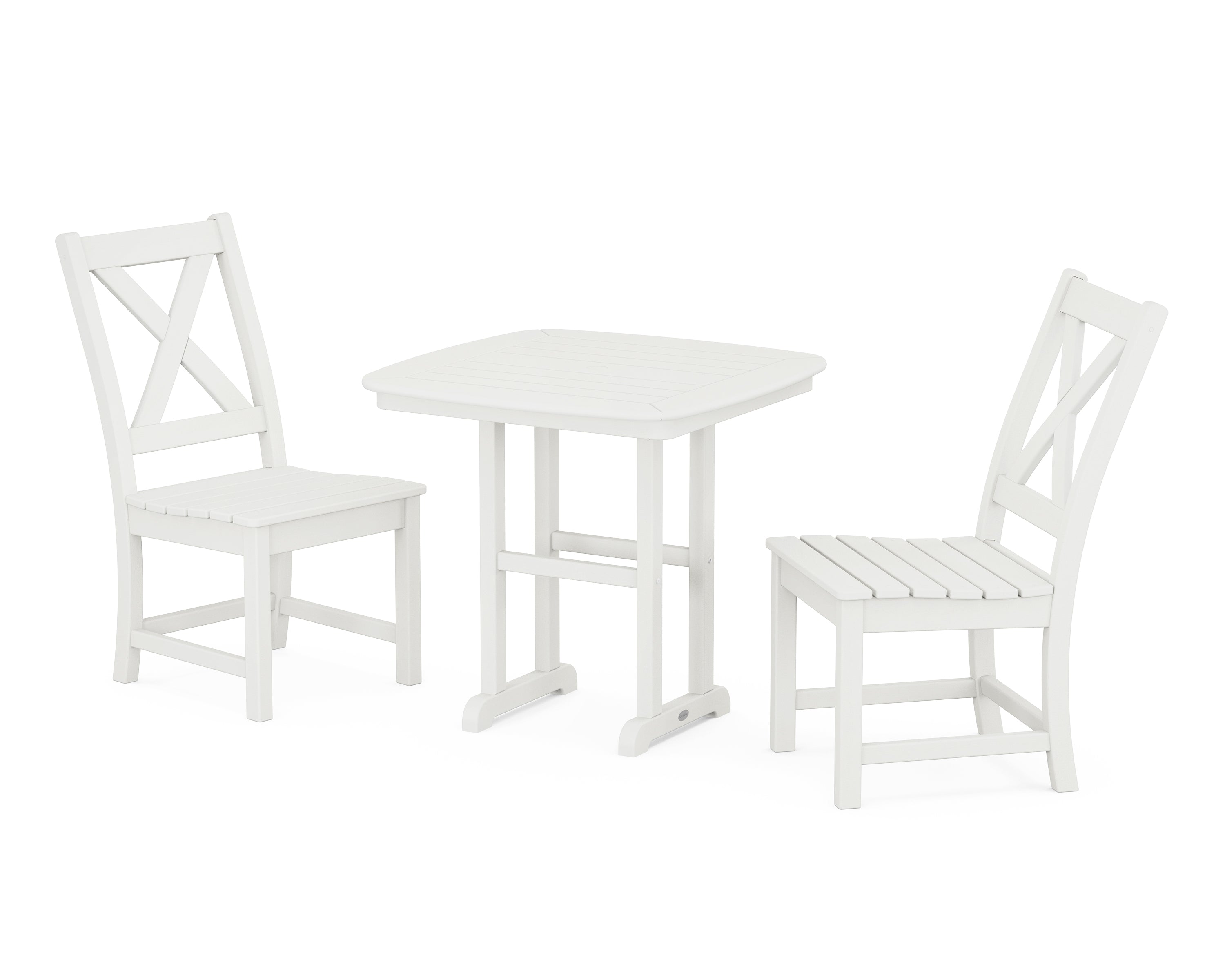 POLYWOOD® Braxton Side Chair 3-Piece Dining Set in Vintage White