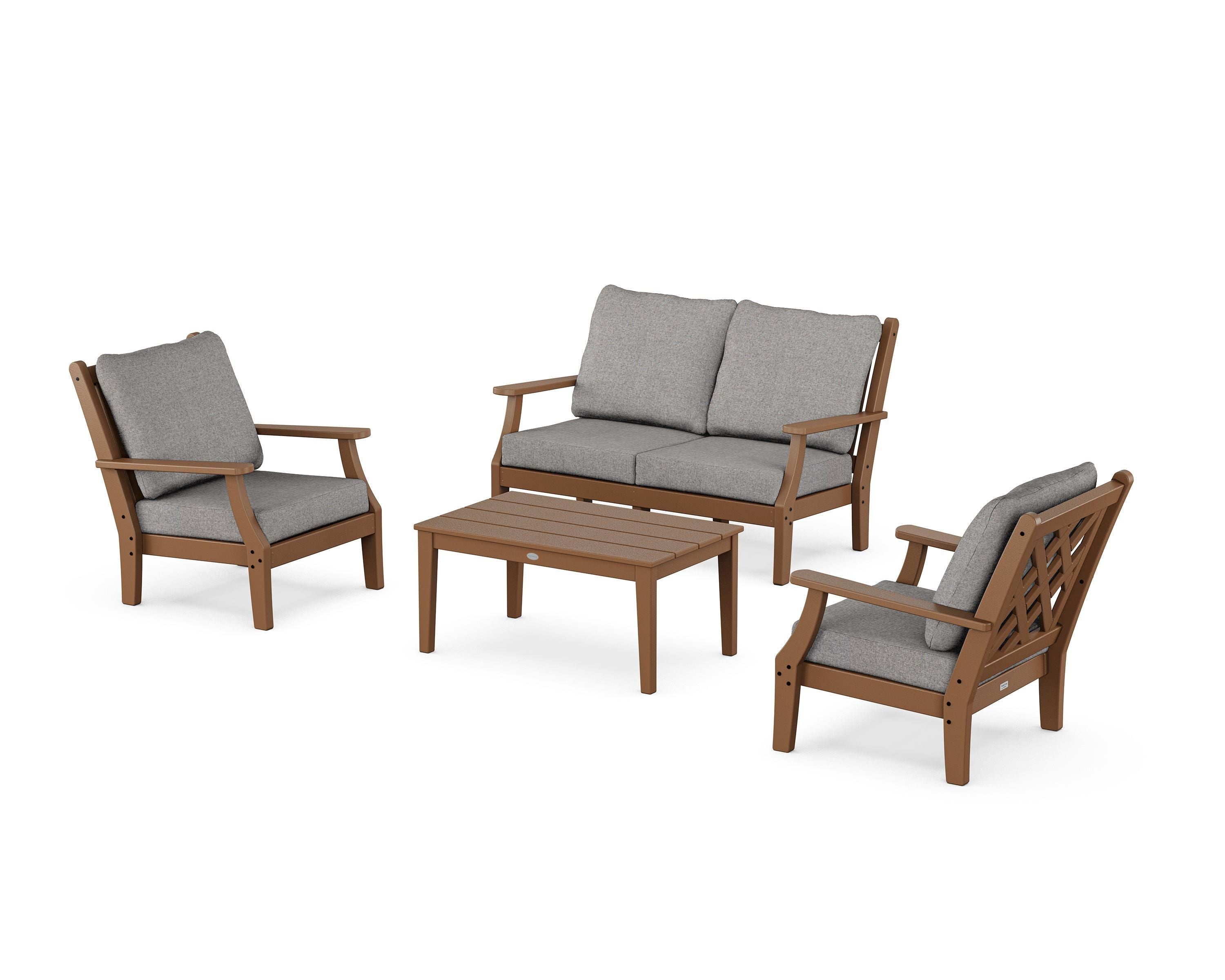 Country Living Wovendale 4-Piece Deep Seating Set with Loveseat in Teak / Grey Mist
