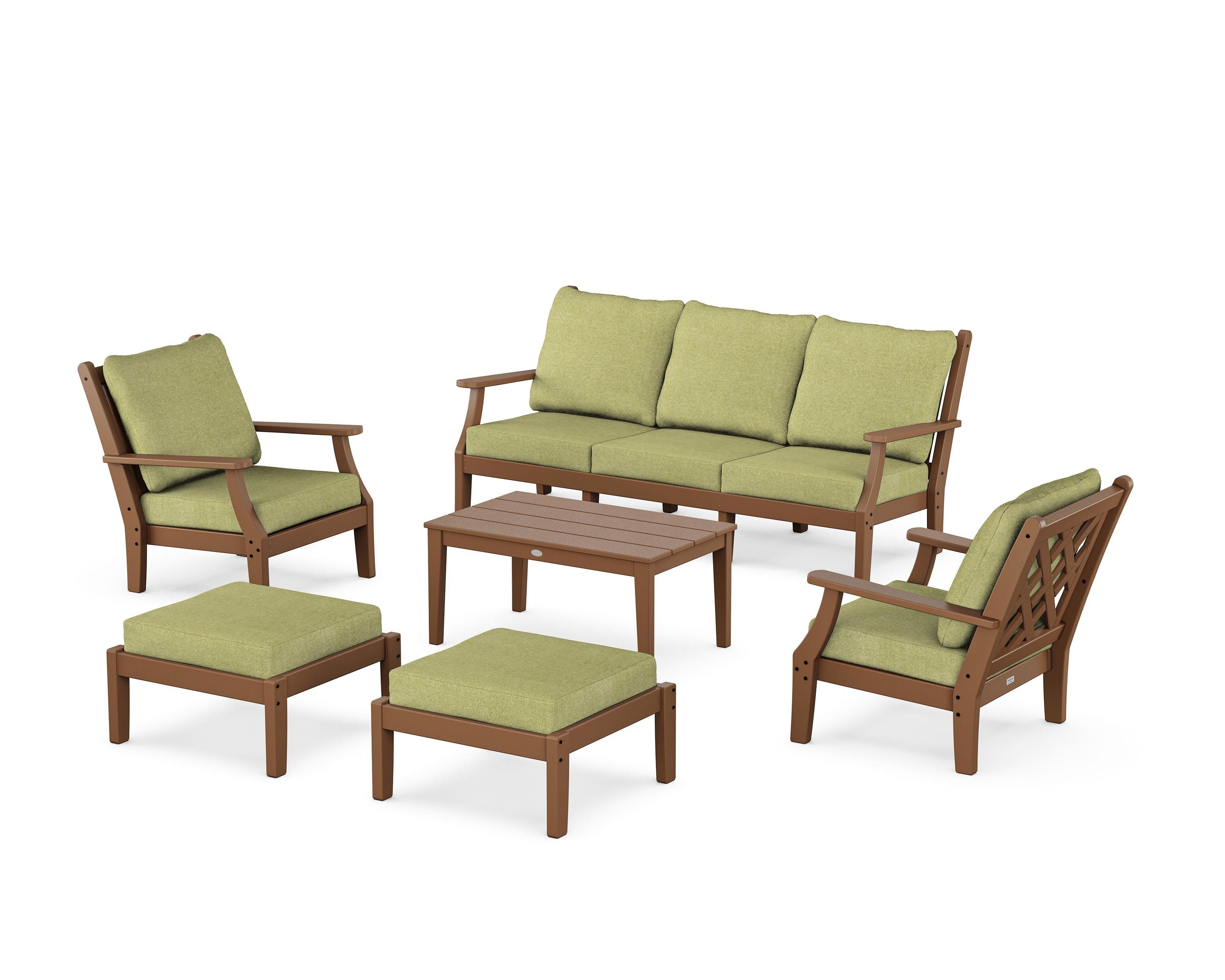 Country Living Wovendale 6-Piece Lounge Sofa Set in Teak / Chartreuse Boucle