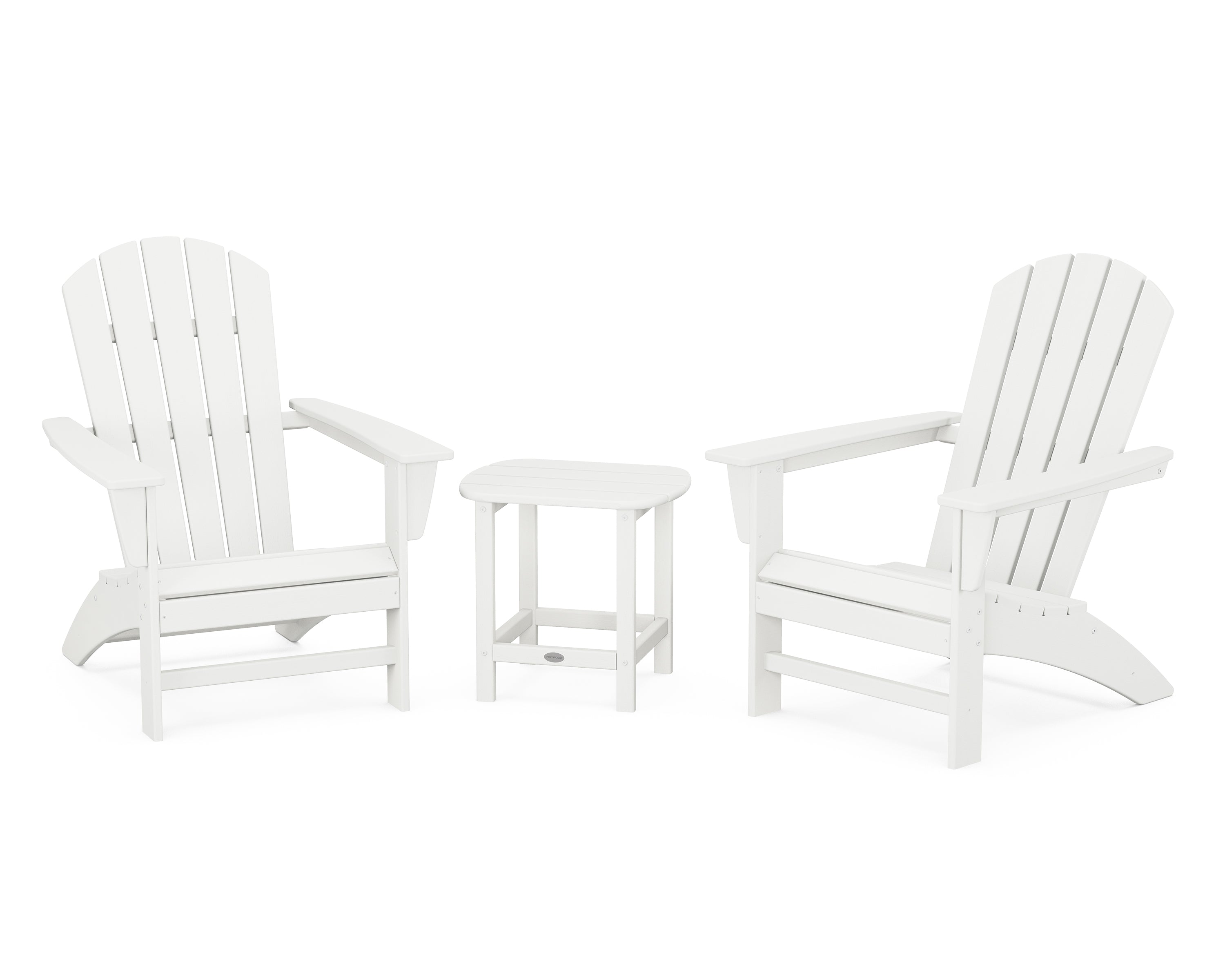 POLYWOOD® Nautical 3-Piece Adirondack Set with South Beach 18" Side Table in Vintage White