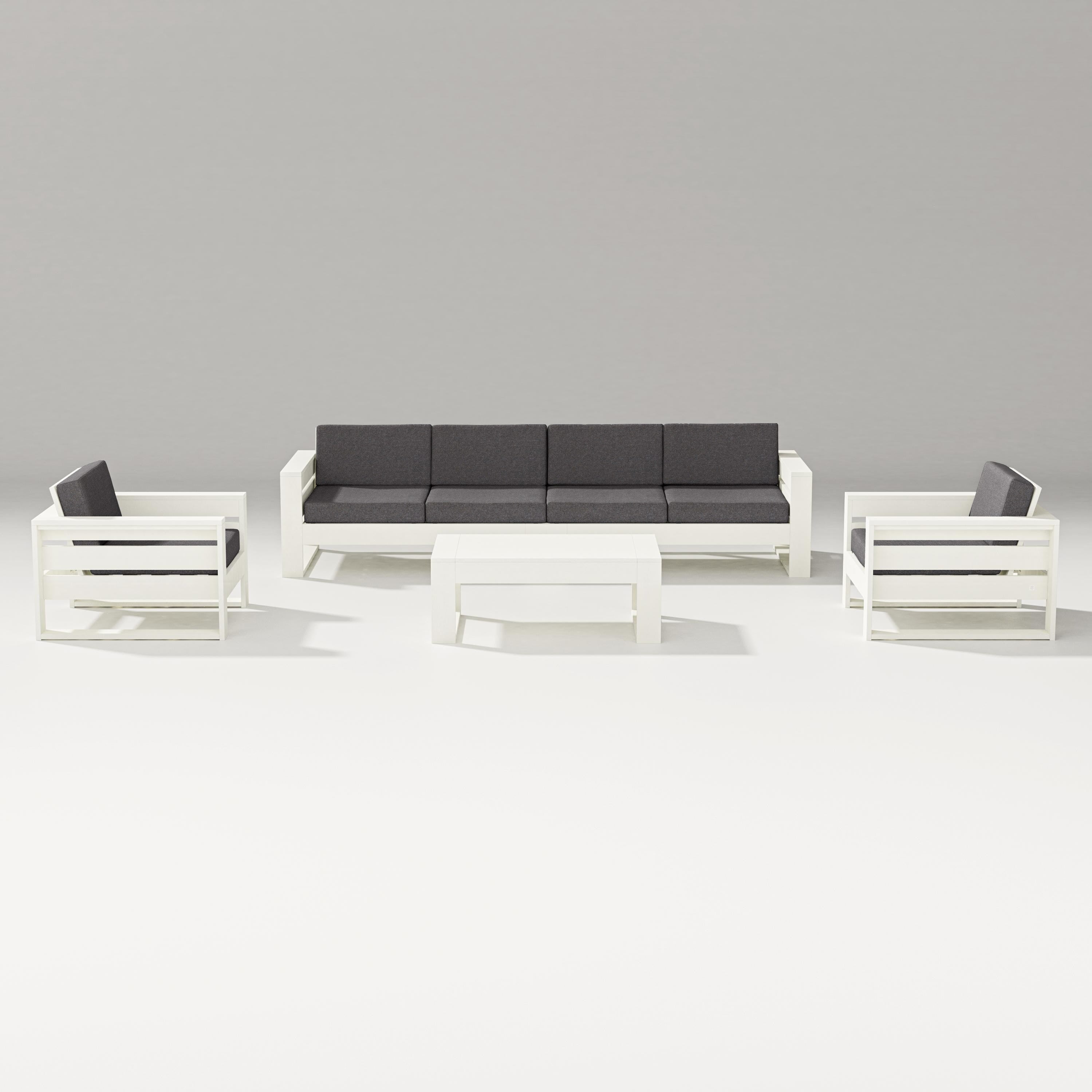 PW Designer Series Latitude 5-Piece Lounge Sofa Set in Vintage White / Ash Charcoal