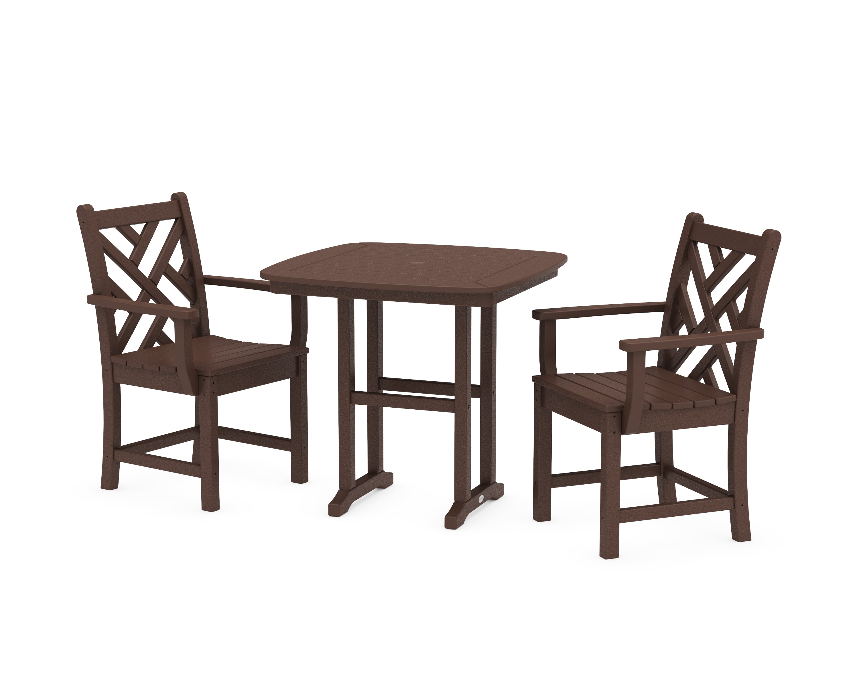 POLYWOOD Chippendale 3-Piece Dining Set in Mahogany