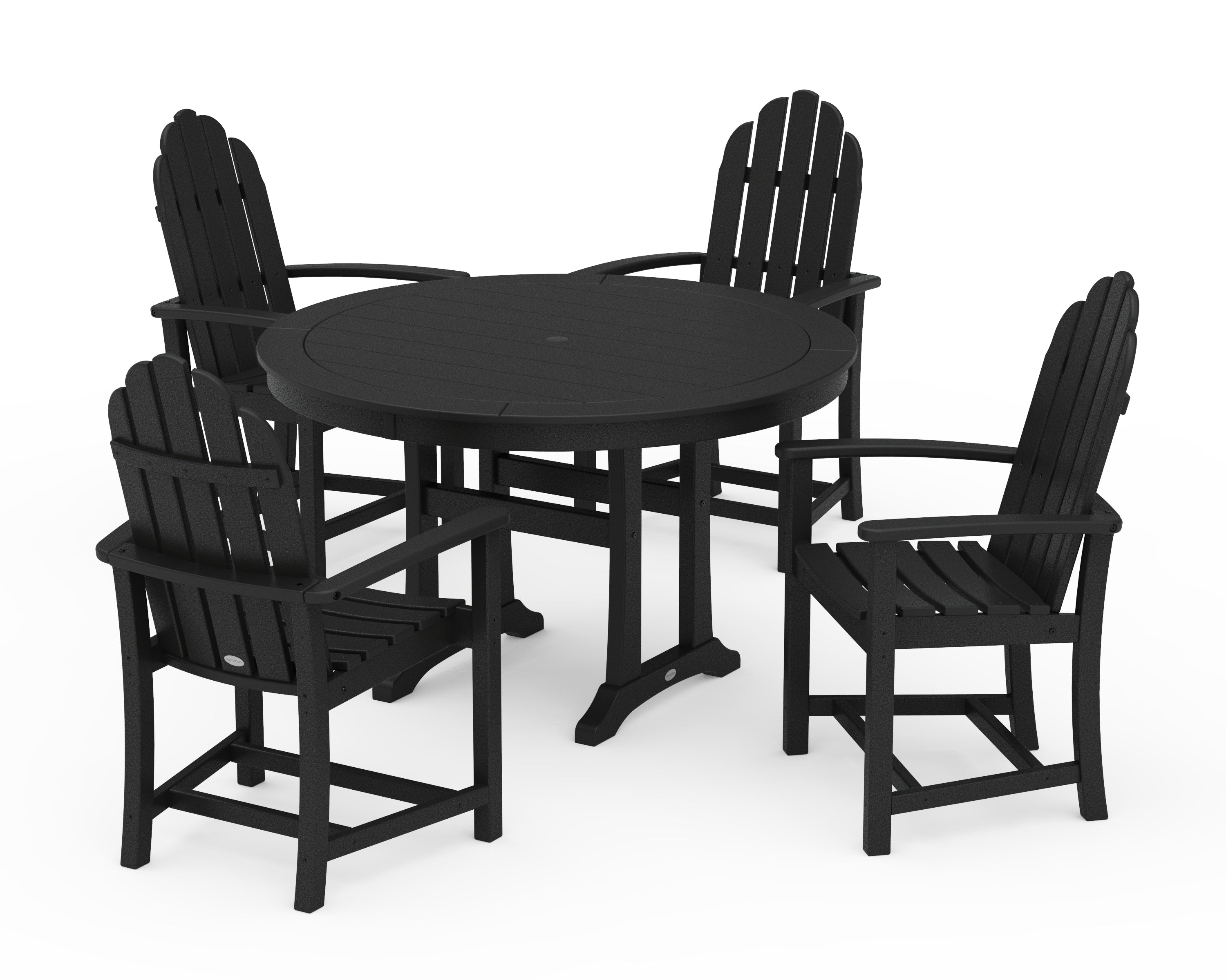 POLYWOOD Classic Adirondack 5-Piece Round Dining Set with Trestle Legs in Black
