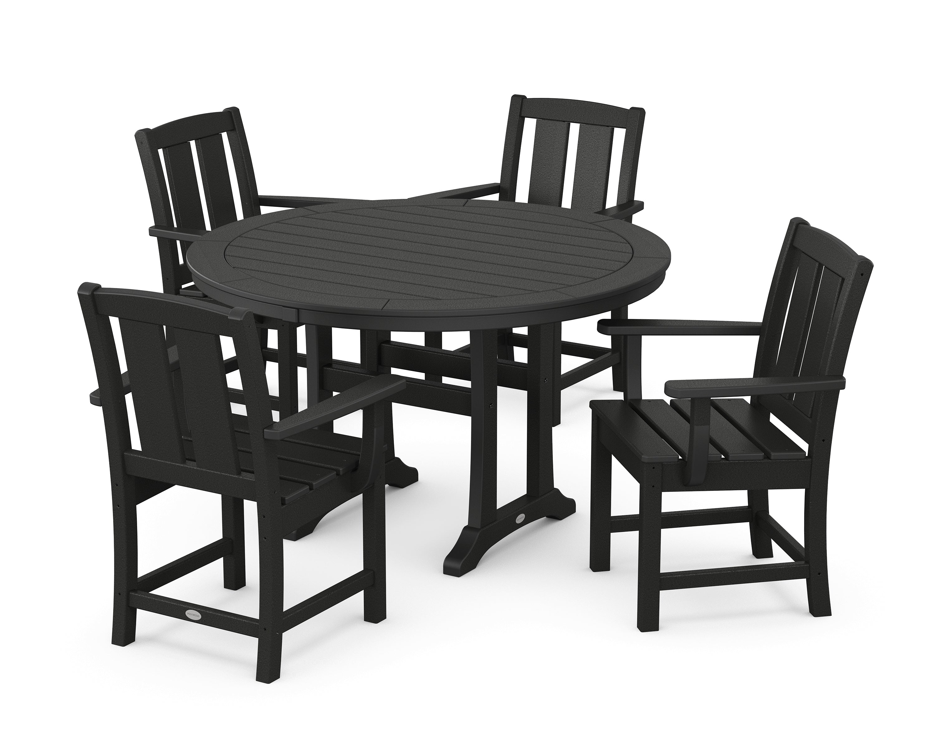 POLYWOOD® Mission 5-Piece Round Dining Set with Trestle Legs in Black