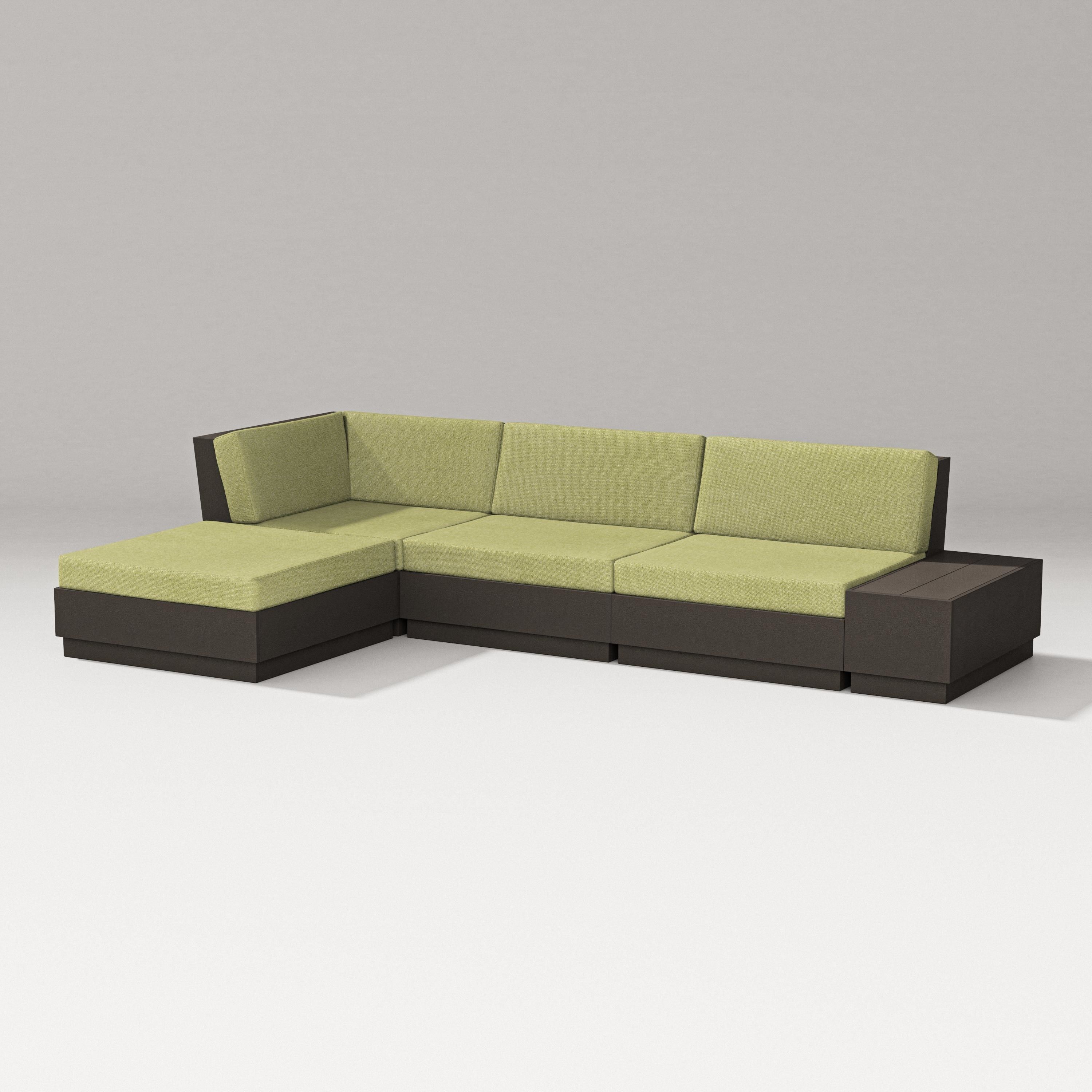 PW Designer Series Elevate Chaise Sectional in Vintage Coffee / Chartreuse Boucle