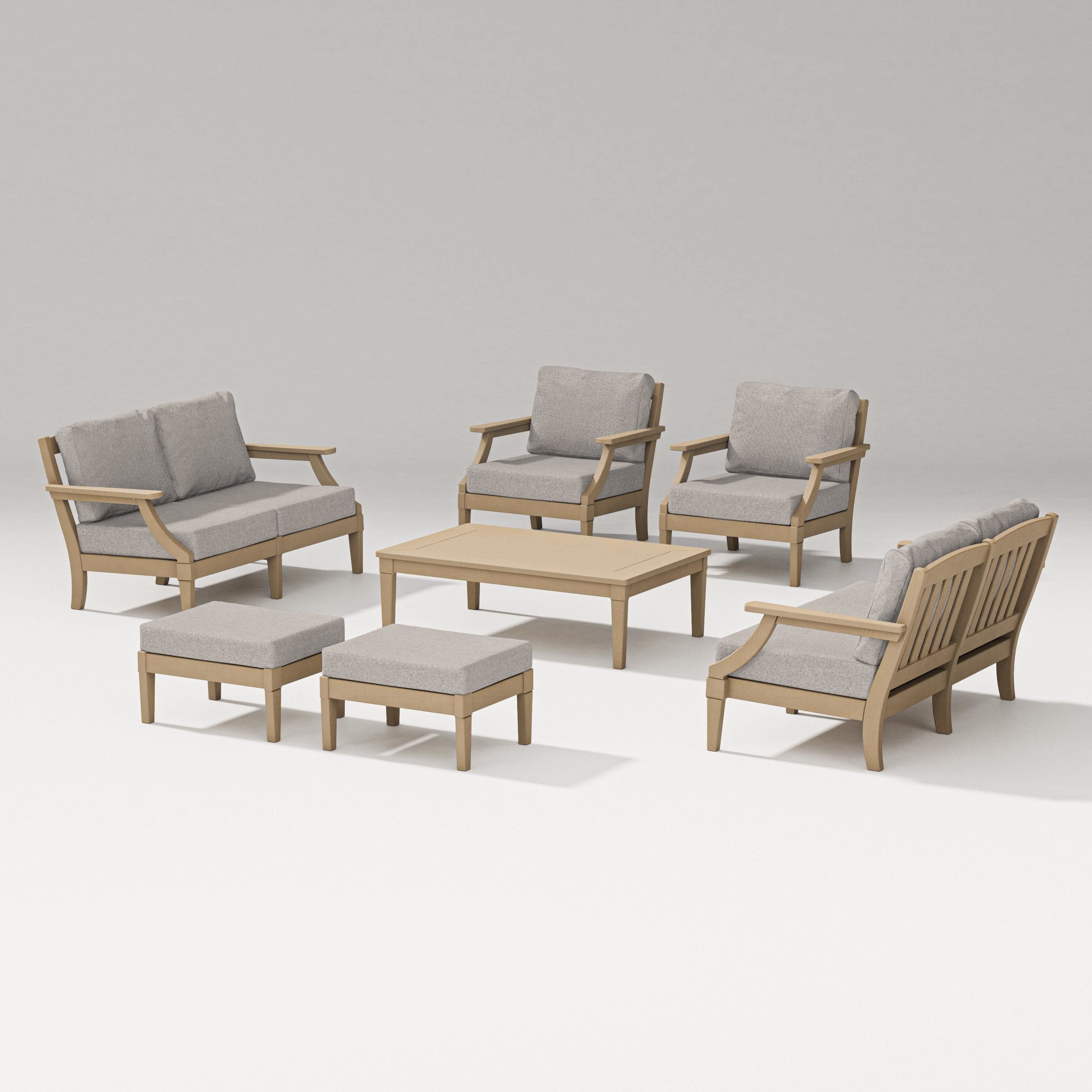 PW Designer Series Estate 7-Piece Lounge Loveseat Set in Vintage Sahara / Weathered Tweed