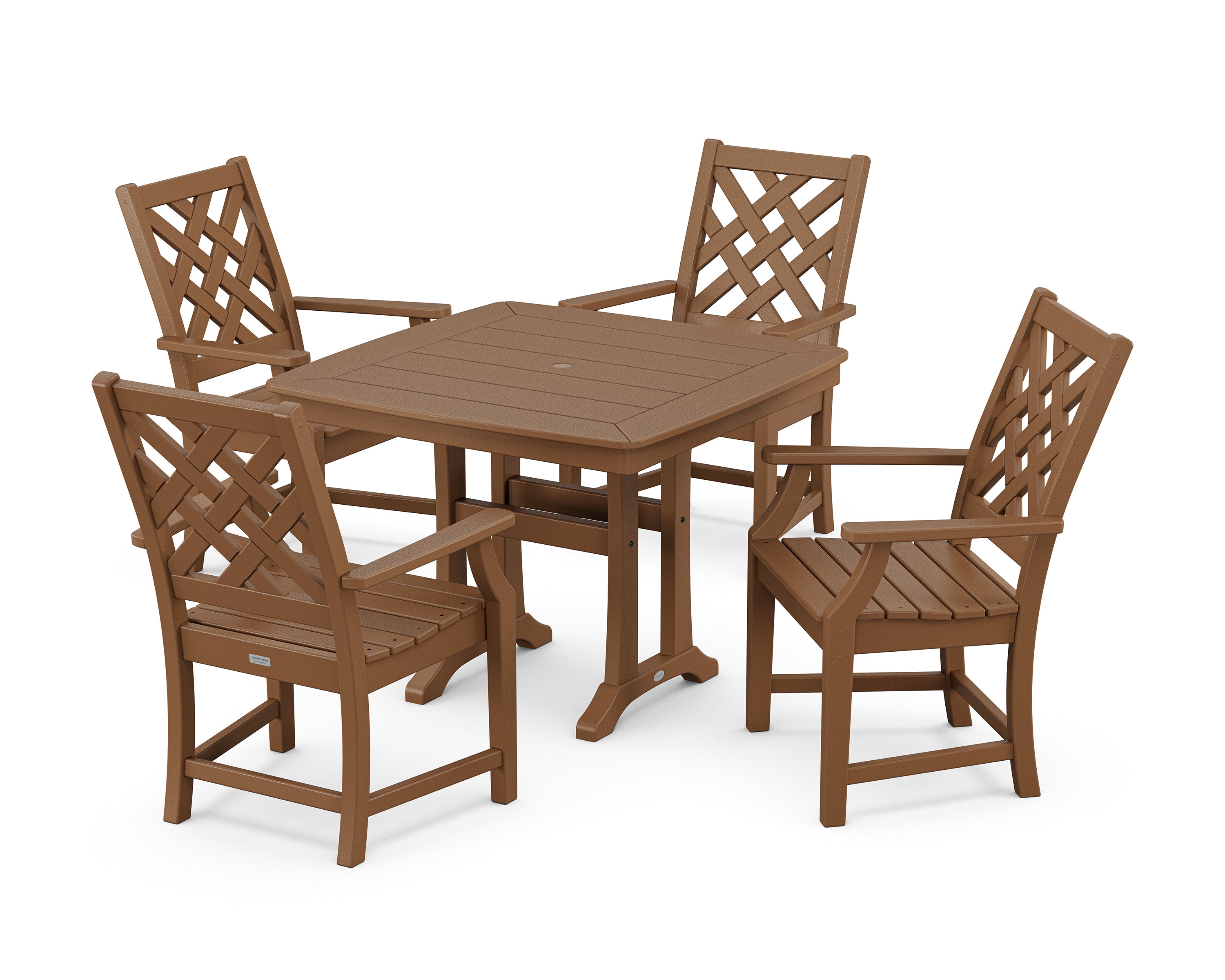 Country Living Wovendale 5-Piece Dining Set with Trestle Legs in Teak