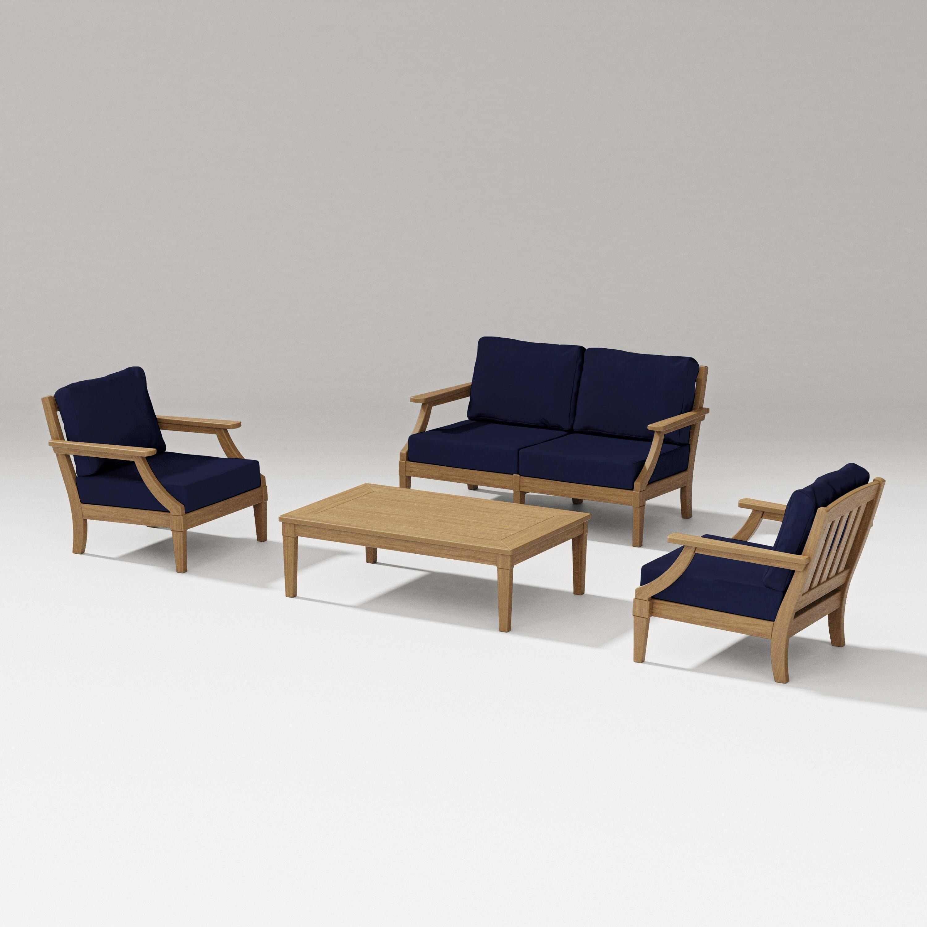 PW Designer Series Estate Lounge 4-Piece Loveseat Set in Natural / Navy