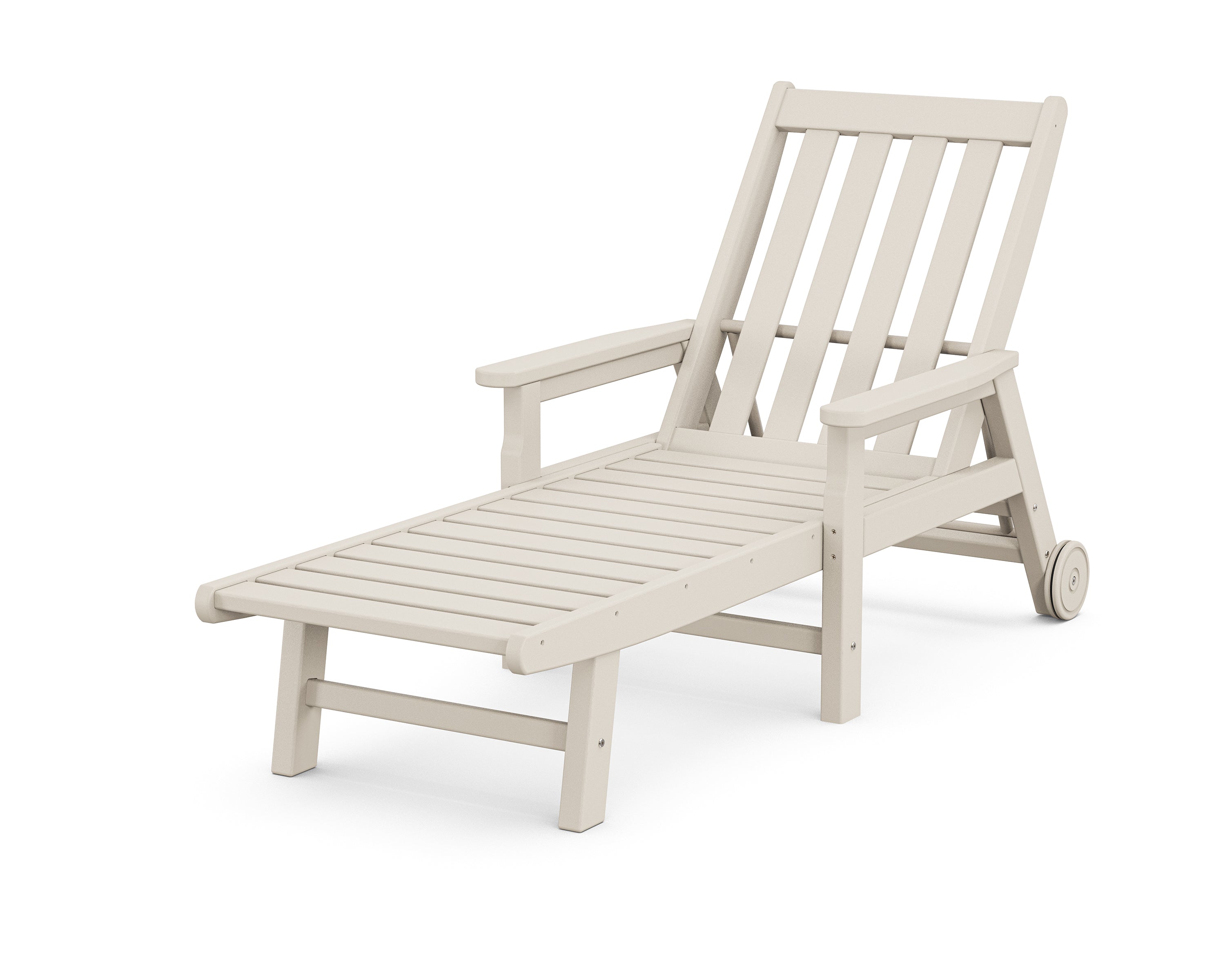 POLYWOOD® Vineyard Chaise with Arms and Wheels in Sand