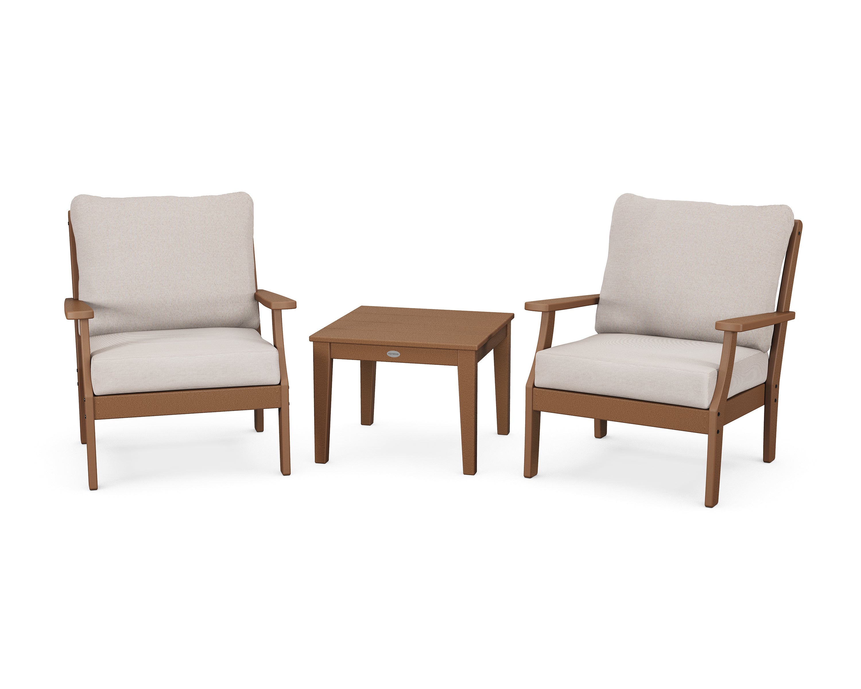 POLYWOOD Braxton 3-Piece Deep Seating Set in Teak / Dune Burlap