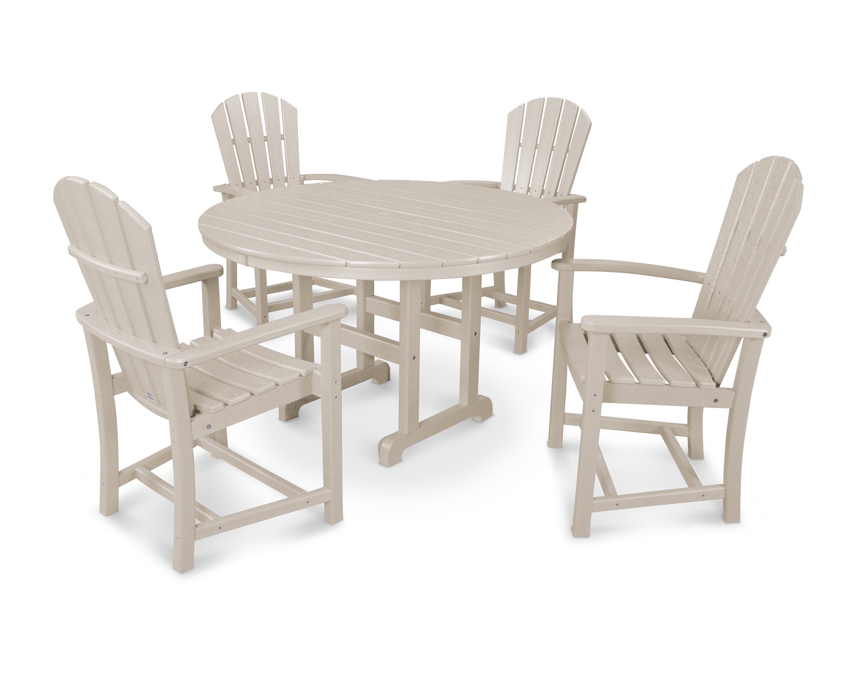 POLYWOOD® Palm Coast 5-Piece Round Farmhouse Dining Set in Sand