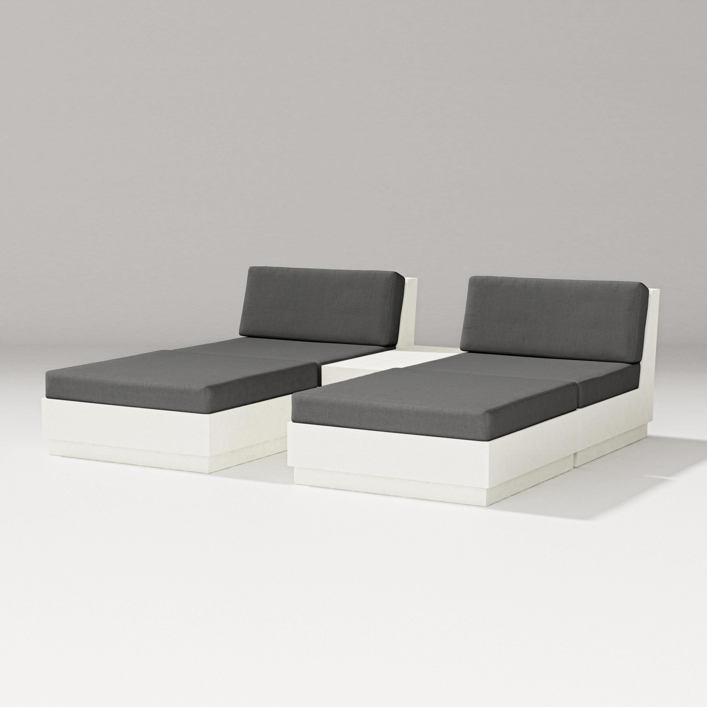 PW Designer Series Elevate Double Chaise Set in Vintage White / Spectrum Carbon