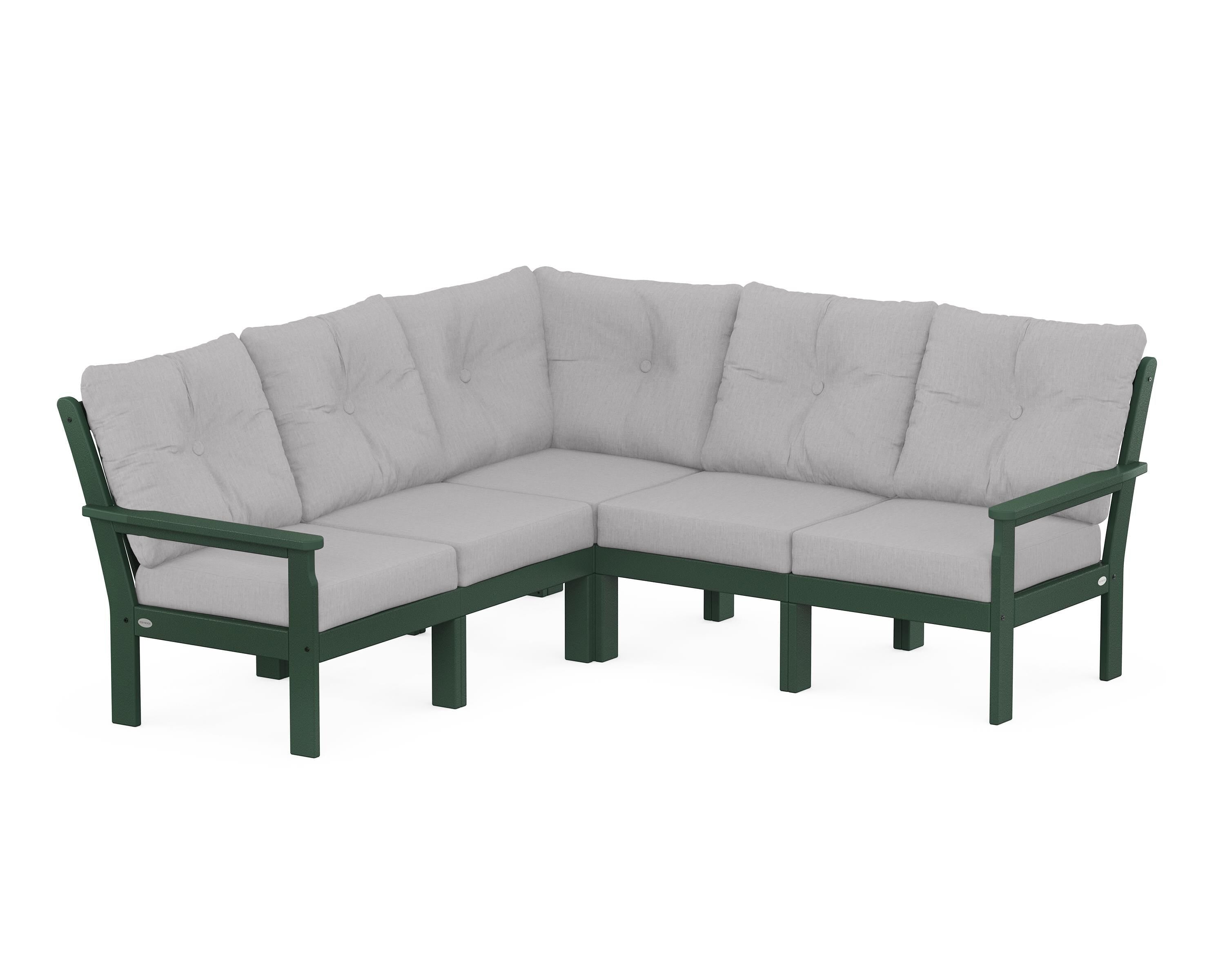 POLYWOOD Vineyard 5-Piece Sectional in Green / Granite