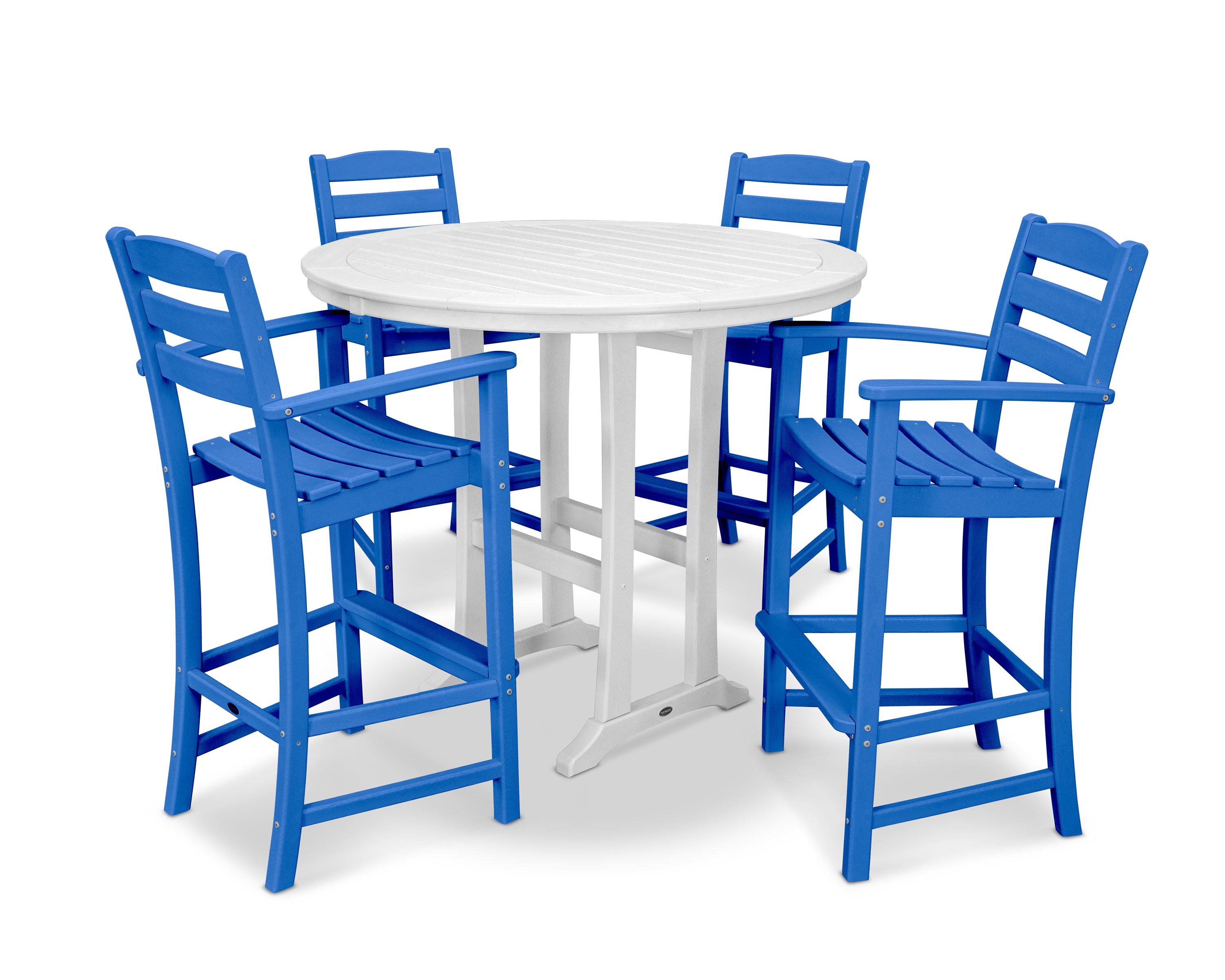 POLYWOOD® La Casa Café 5-Piece Bar Dining Set in Pacific Blue / White