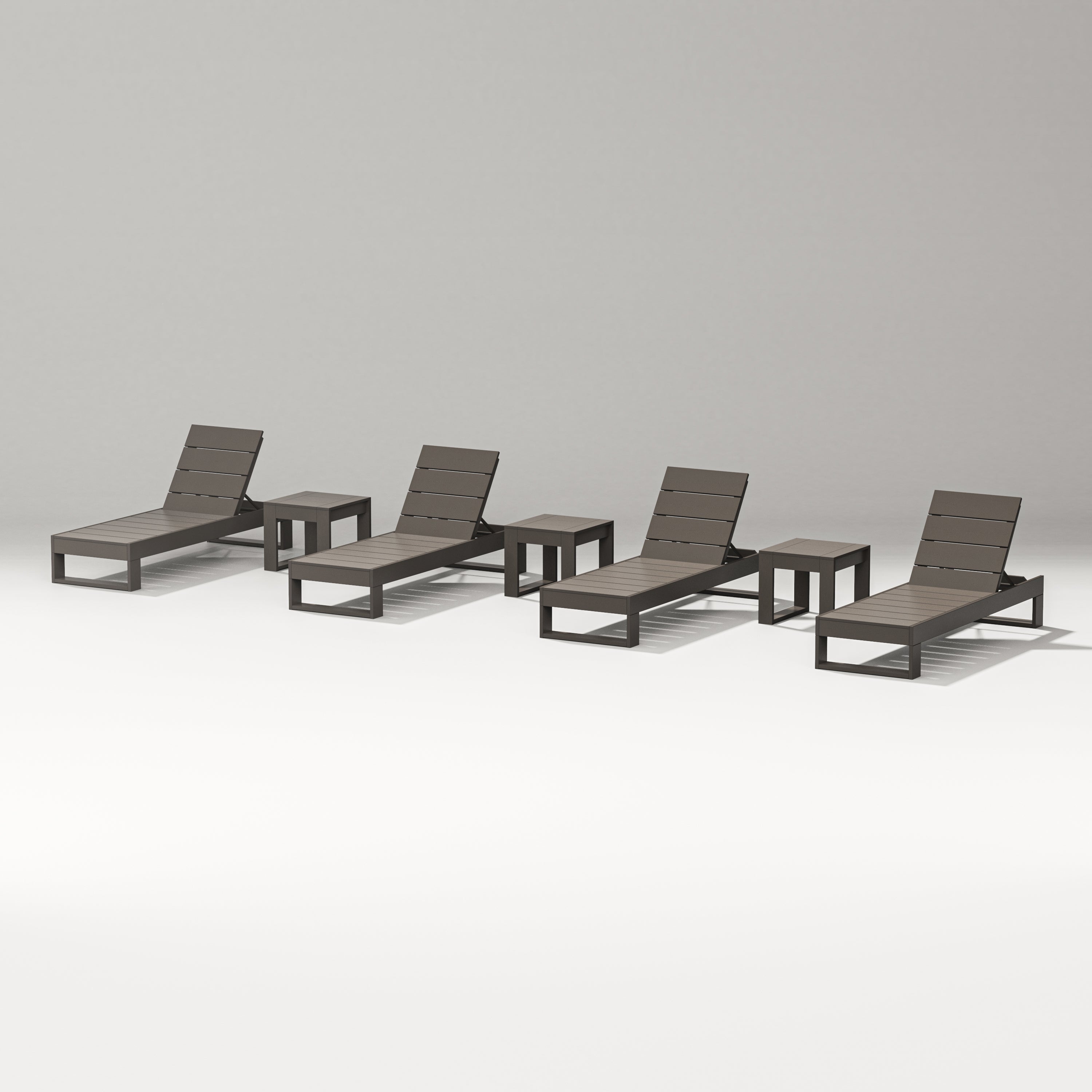 POLYWOOD Designer Series Latitude 7-Piece Lounge Chaise Set in Vintage Coffee