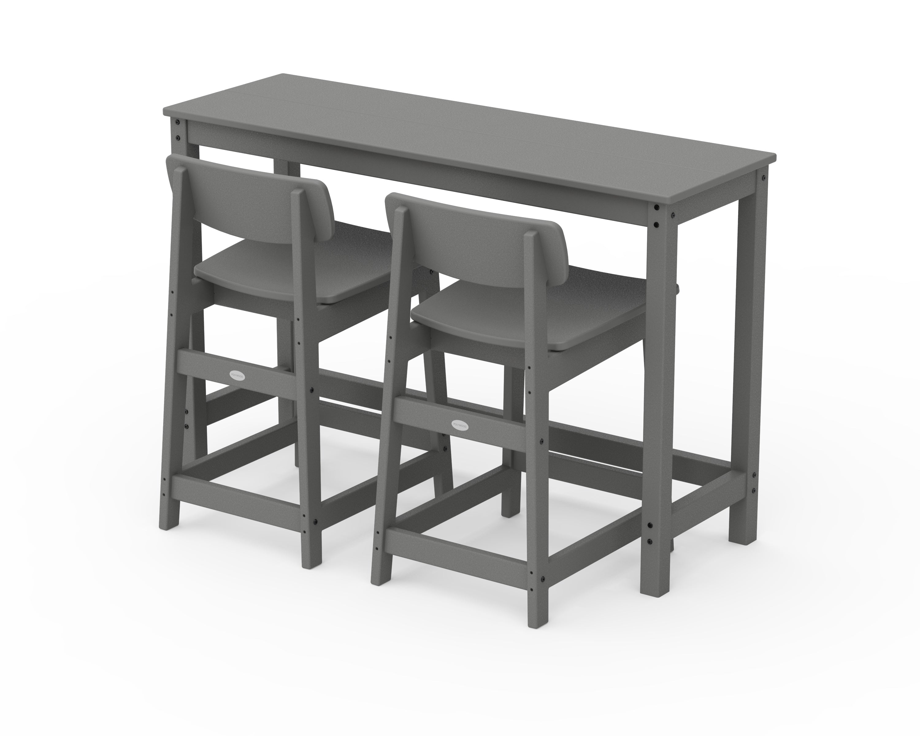 POLYWOOD Modern Studio Urban Lowback Counter Chair 3-Piece Balcony Set in Slate Grey