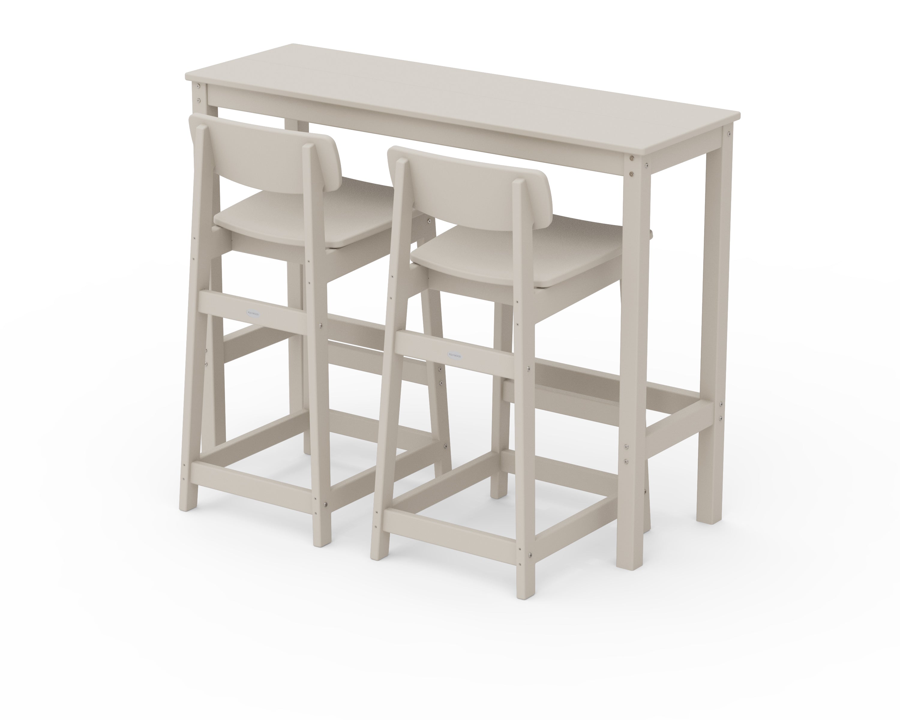 POLYWOOD Modern Studio Urban Lowback Bar Chair 3-Piece Balcony Set in Sand