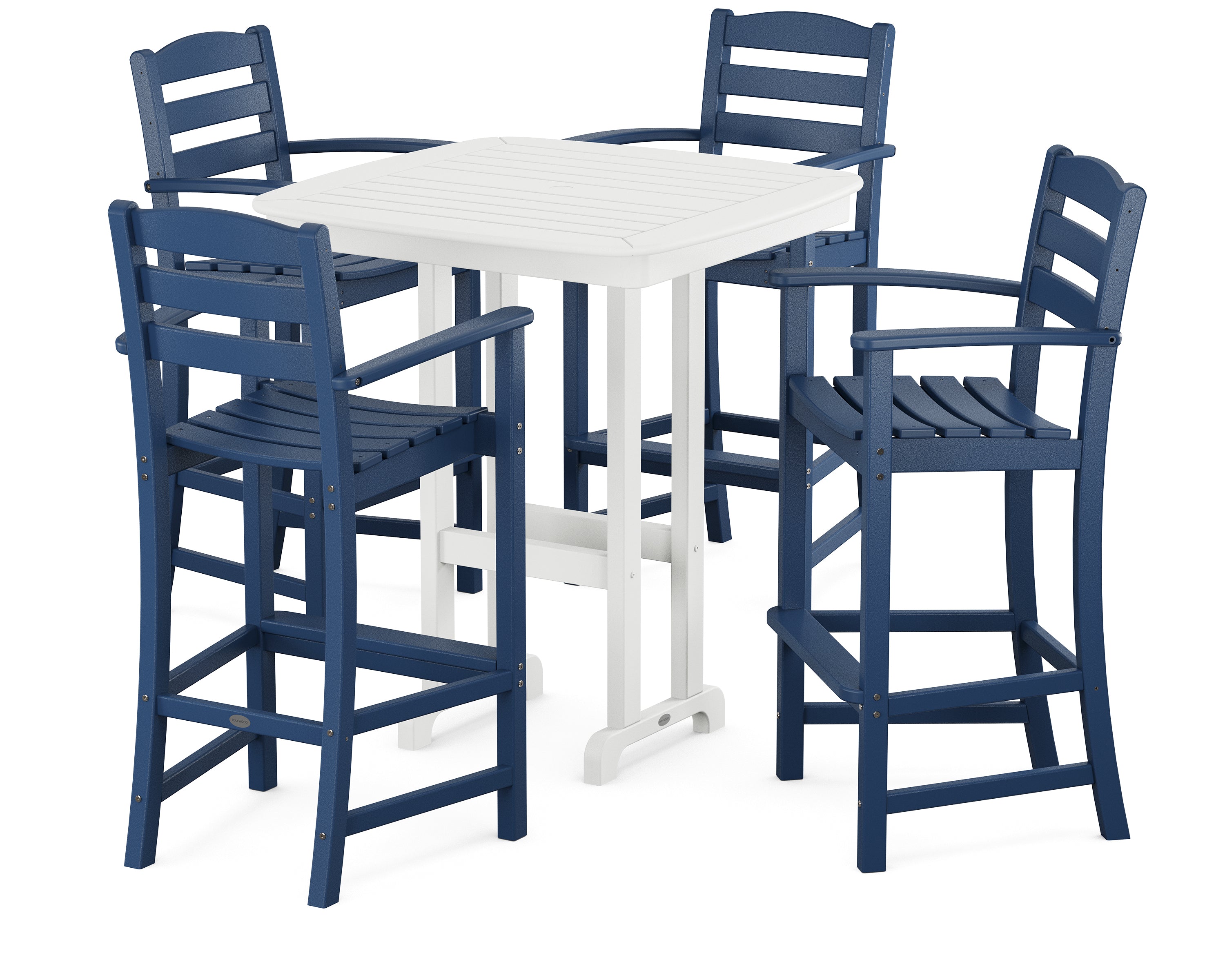 POLYWOOD® La Casa Café 5-Piece Bar Set in Navy / White