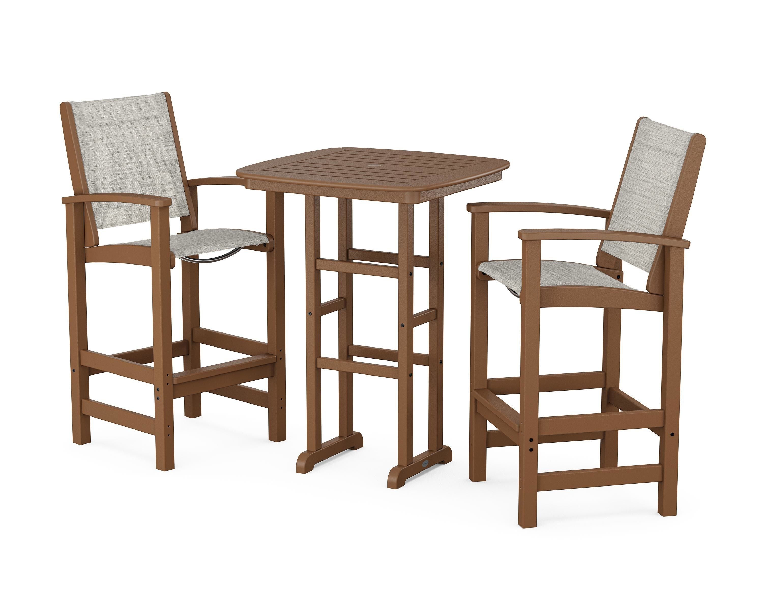 POLYWOOD Coastal 3-Piece Bar Set in Teak / Birch Sling